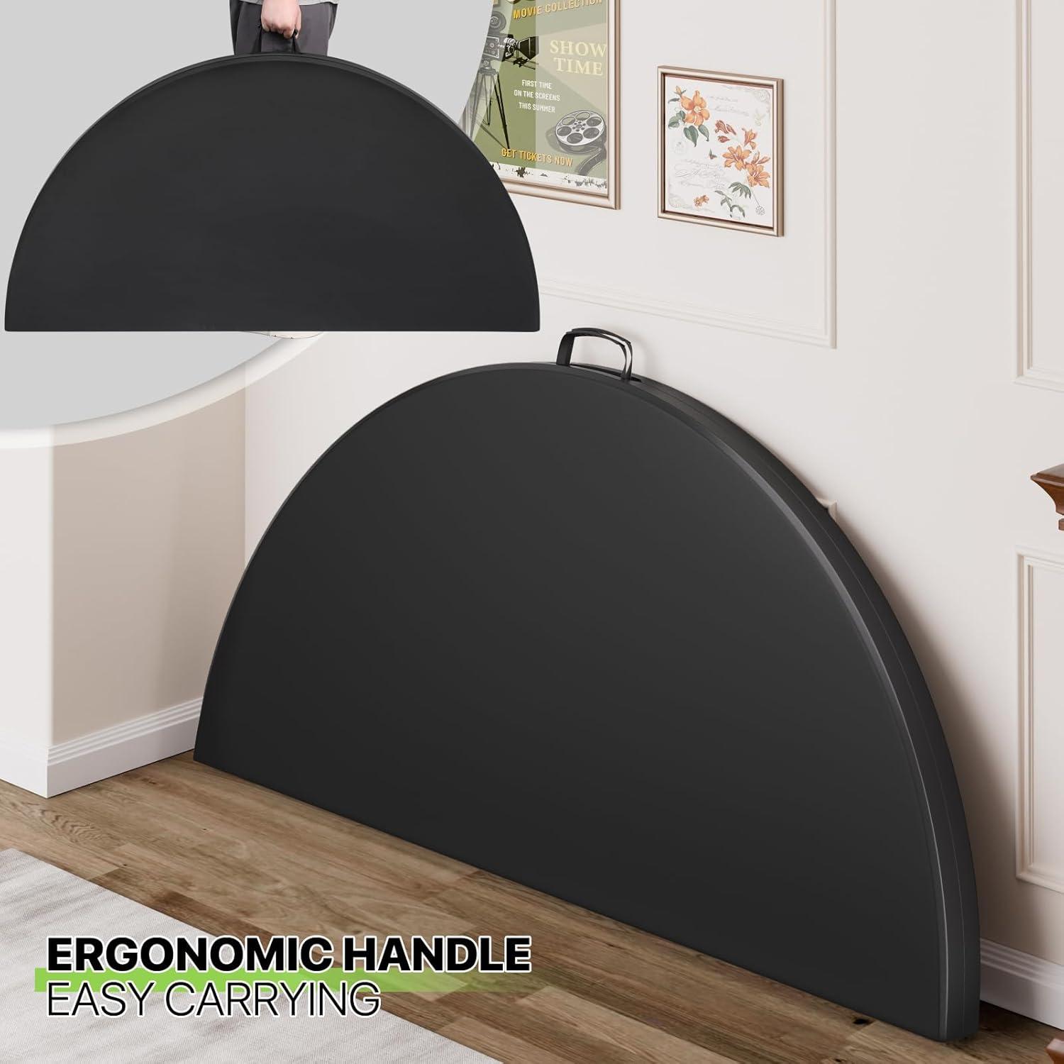 Magshion 5.5Ft Round Folding Table Portable Plastic Table With Handle Foldable Banquet Table For Dining Camping And Picnics