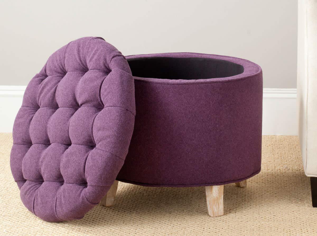 Amelia Tufted Storage Ottoman - Navy - Safavieh