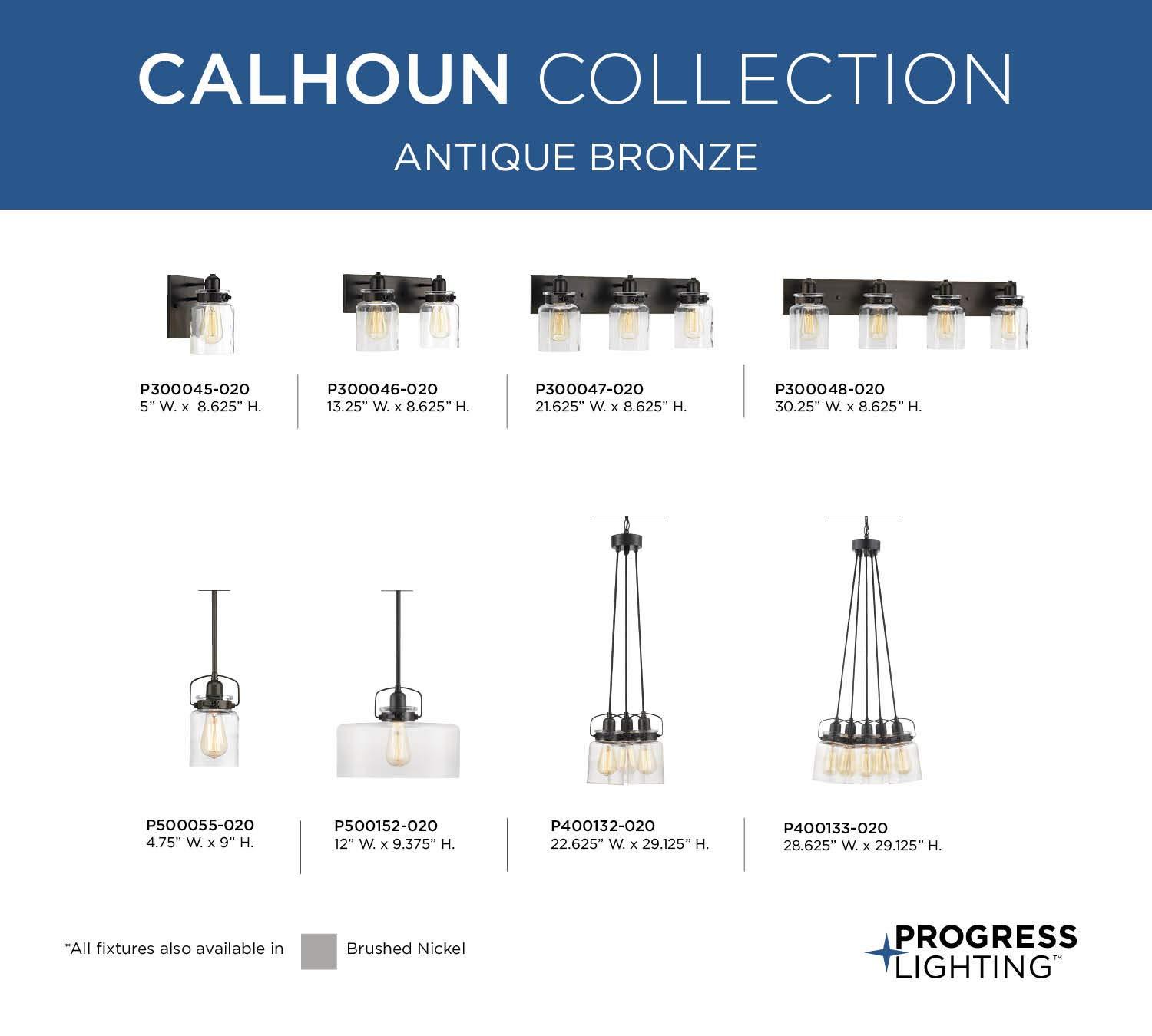 Progress Lighting Calhoun 1-Light Pendant, Antique Bronze, Parchment-Finish Glass Shade