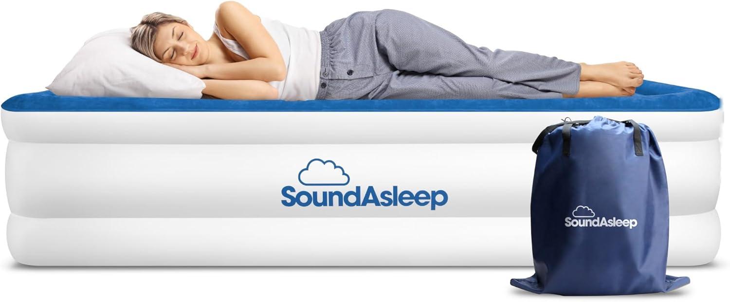 SoundAsleep Dream Series Air Mattress with ComfortCoil Technology & Internal High Capacity Pump -  Twin - Blue
