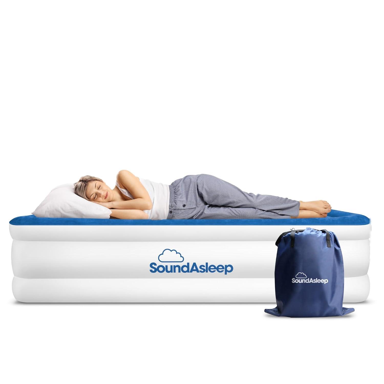 SoundAsleep Dream Series Air Mattress with ComfortCoil Technology & Internal High Capacity Pump -  Twin - Blue