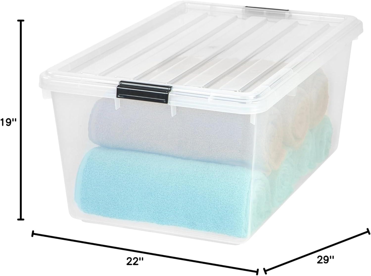 Clear Plastic Stackable Storage Bins w/ Latch Lid