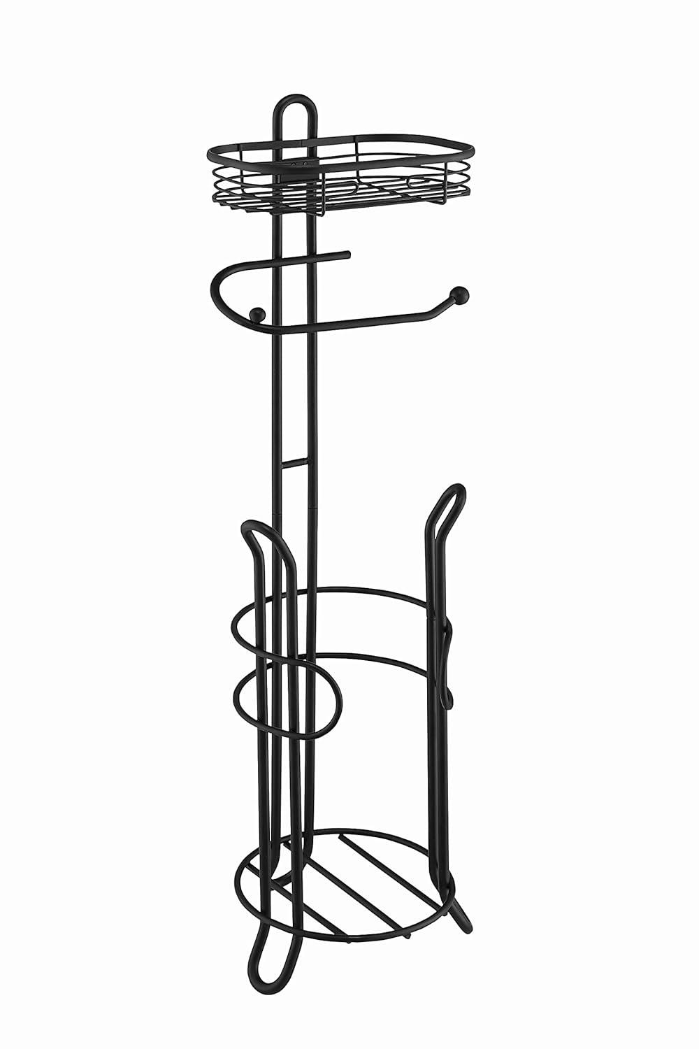 SunnyPoint Bathroom Heavyweight Toilet Tissue Paper Roll Storage Holder Stand Black (HL-TPS-01BLK)