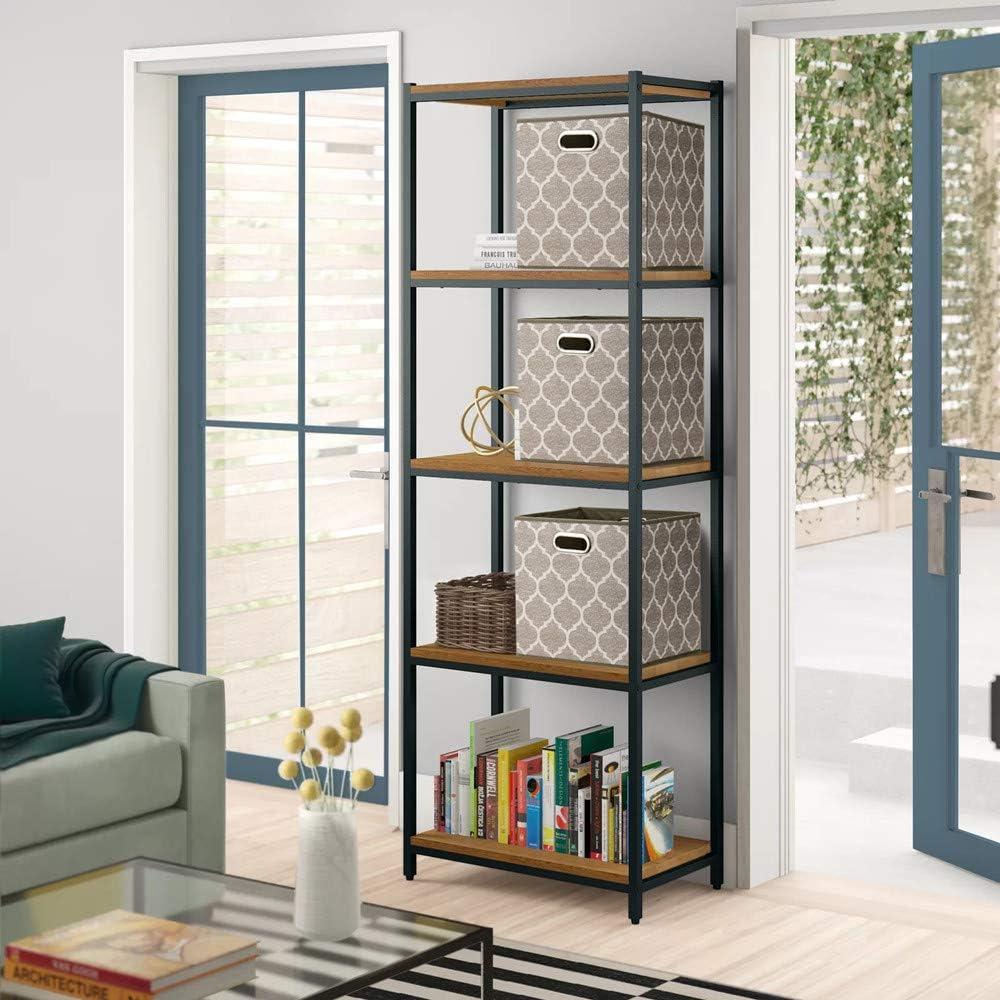 Storage Cubes Bins Fabric 13x13 Inch Brown Storage Boxes Foldable Storage Baskets Printed Cloth Collasible Storage Inserts Cube for Organizing,QY-SC01-6