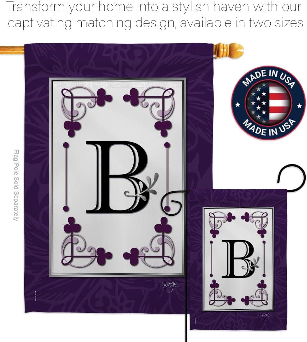 Breeze Decor 80002 Classic B Monogram 2-Sided Impression Garden Flag - 13 x 18.5 in.
