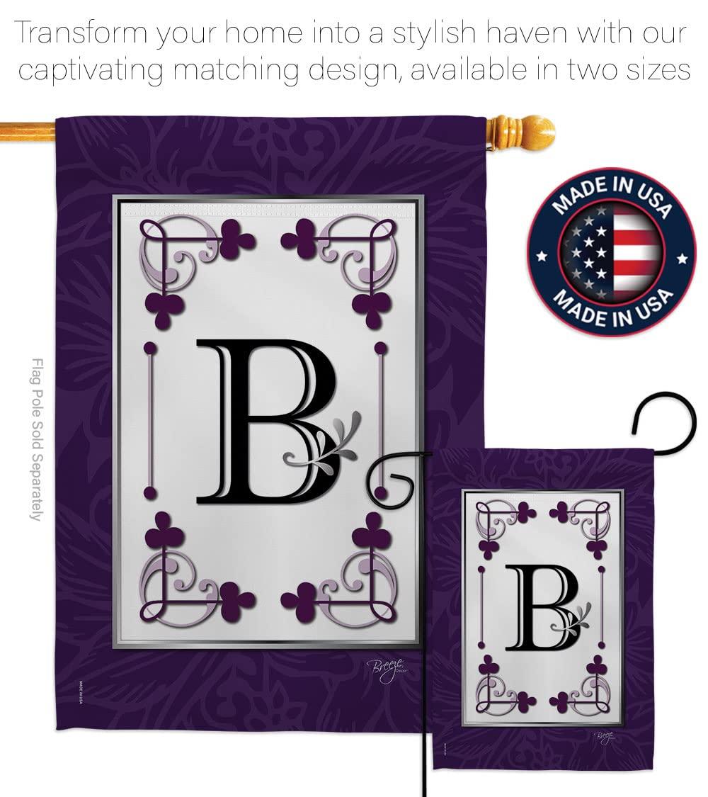 Breeze Decor 80002 Classic B Monogram 2-Sided Impression Garden Flag - 13 x 18.5 in.