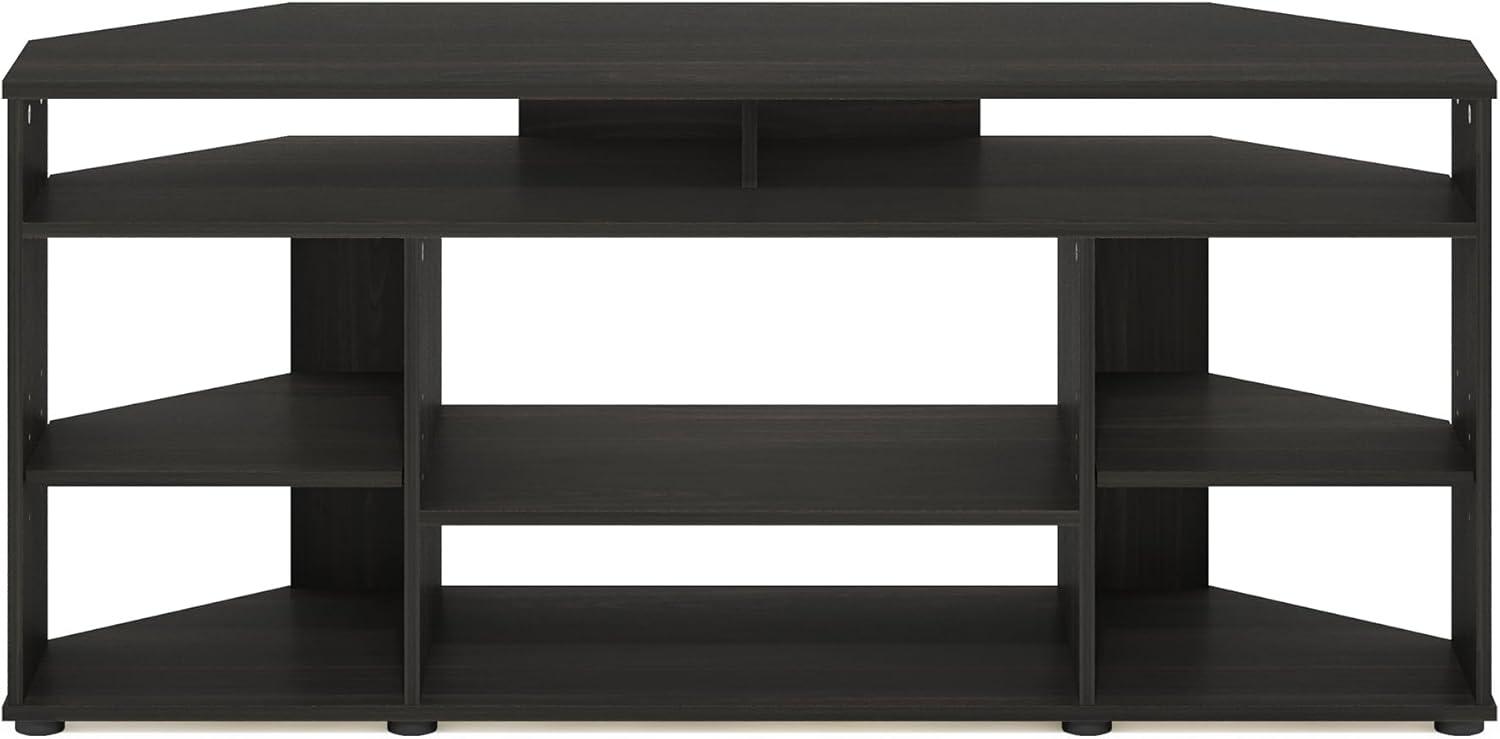 Espresso Composite Wood Corner TV Stand with Multiple Shelves