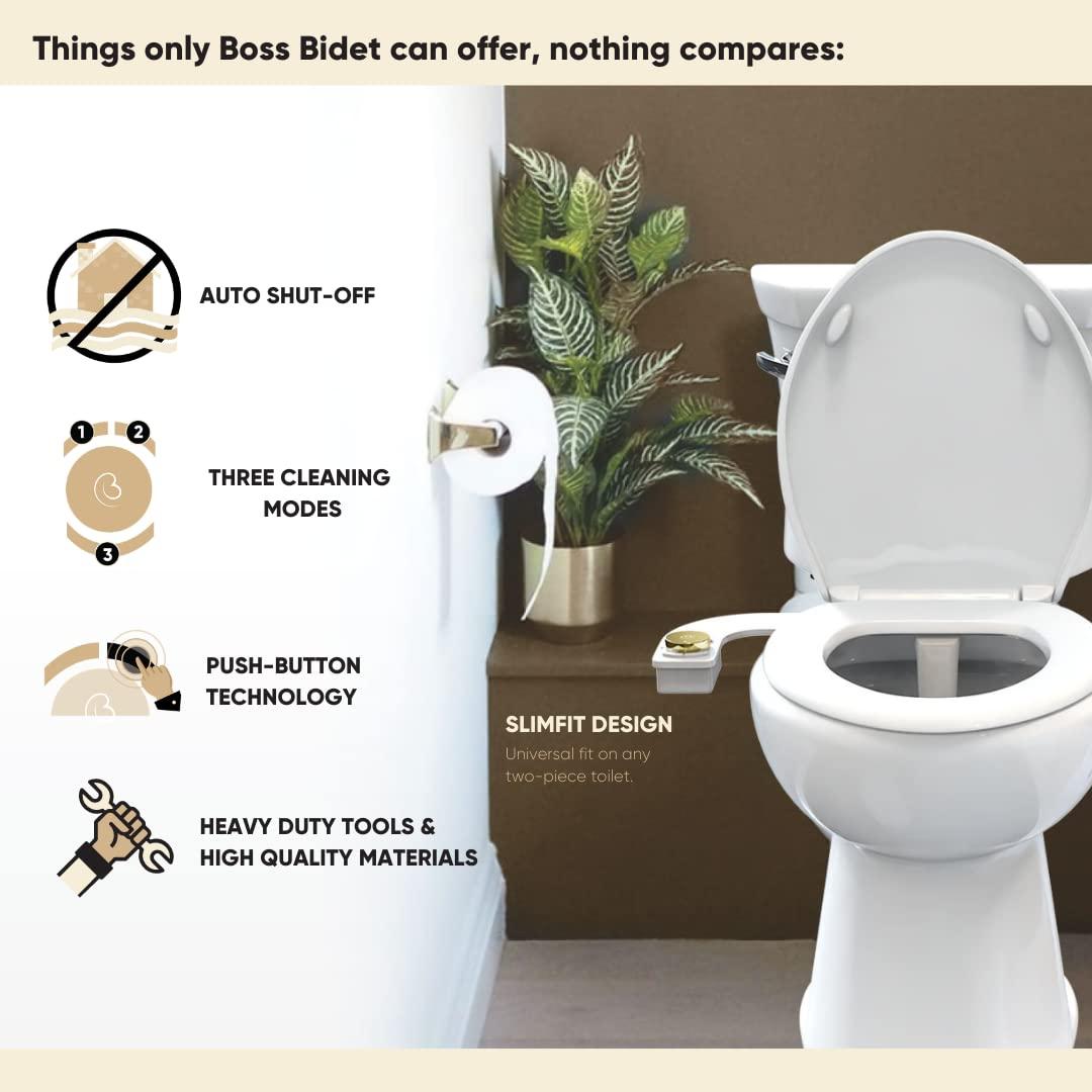 Stainless Steel Dual Temperature Toilet Bidet Attachment with Bamboo Accents