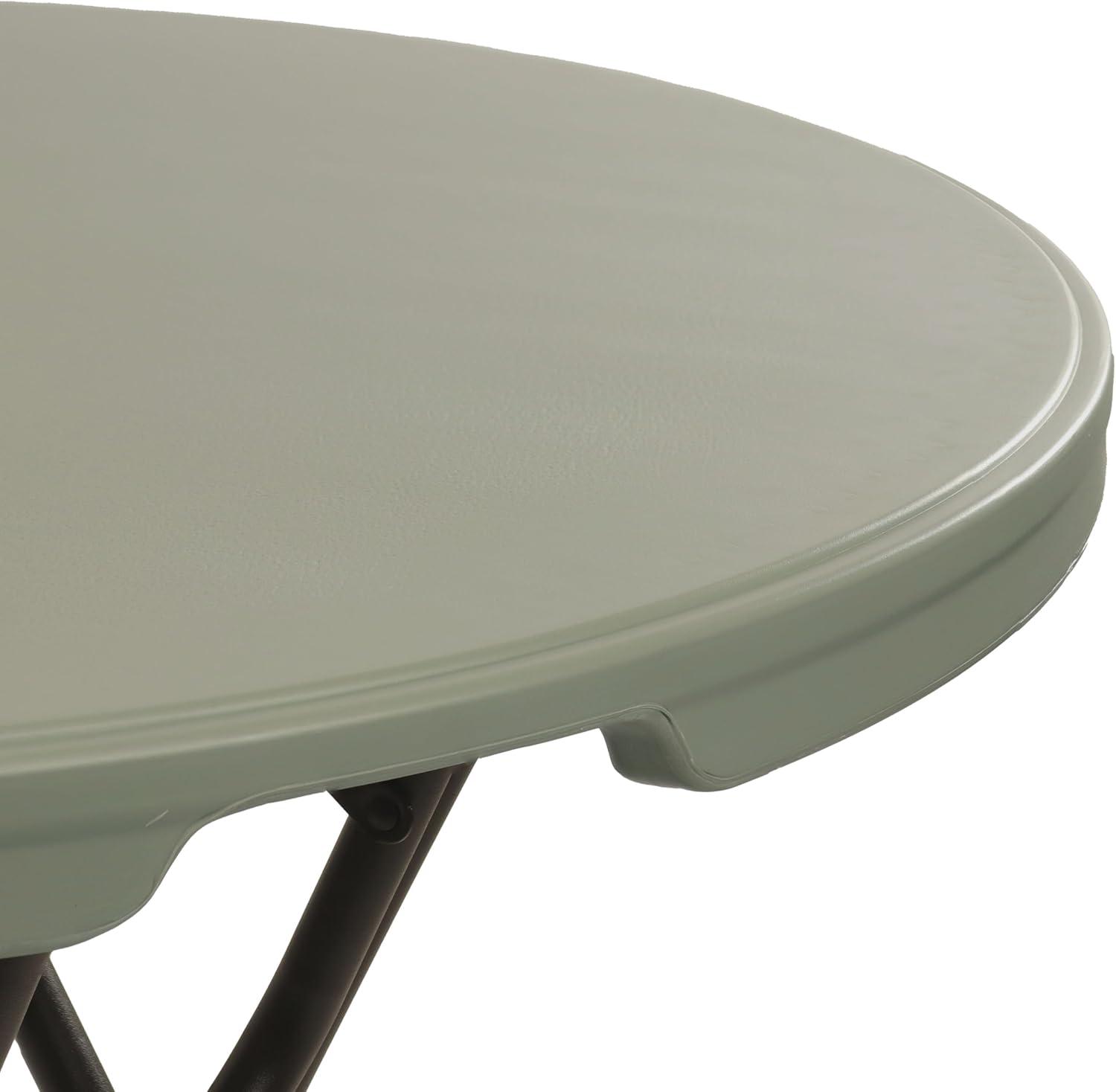 Sunnydaze Outdoor Folding Round Patio Bar-Height Table with Iron Legs and Plastic Top - 31.75" - Gray