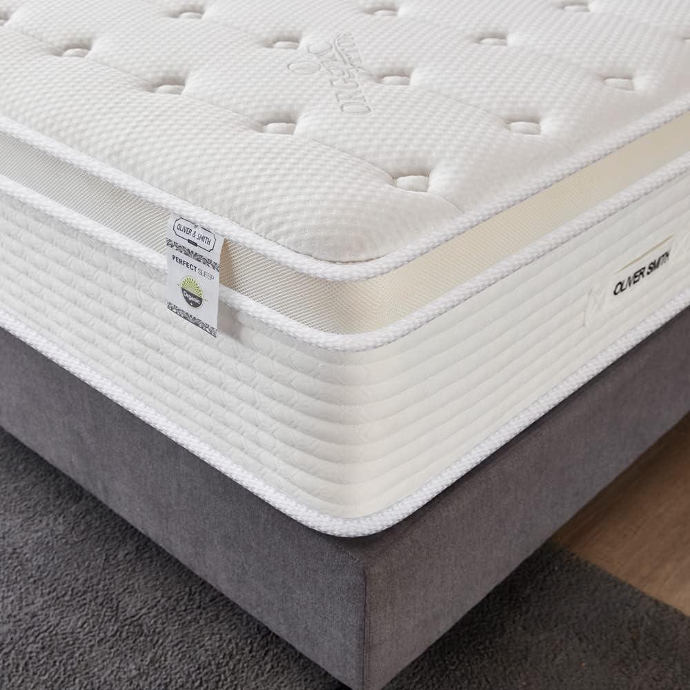 Queen Size Mattress - 14 Inch Cool Memory Foam & Spring Hybrid Mattress - Euro Top - Medium Firm - Oliver & Smith