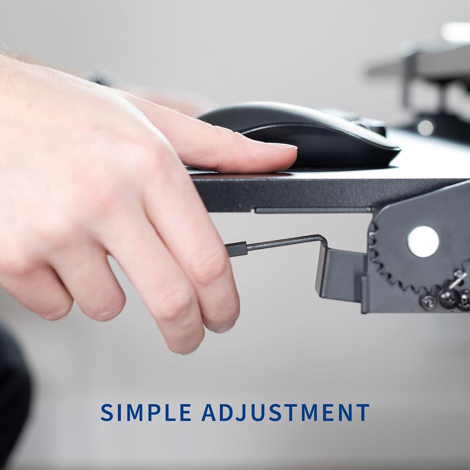 Black Adjustable Clamp-On Keyboard Tray with Swinging Height Adjustment