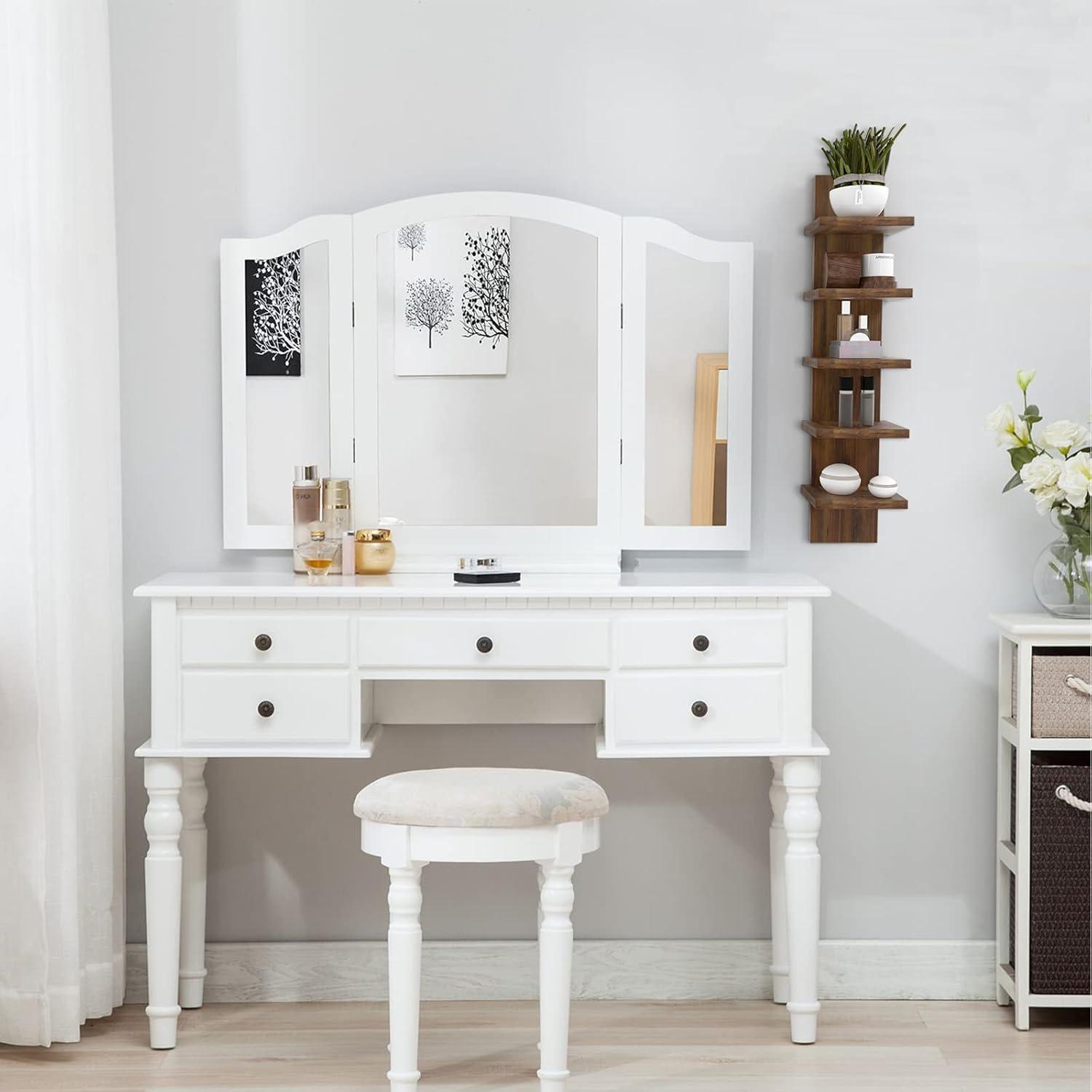 5 Tier Wall Shelf Unit, Brown Wall Shelf, Multifunctional Display Floating Shelf, Bedroom and Home Decor Organizer