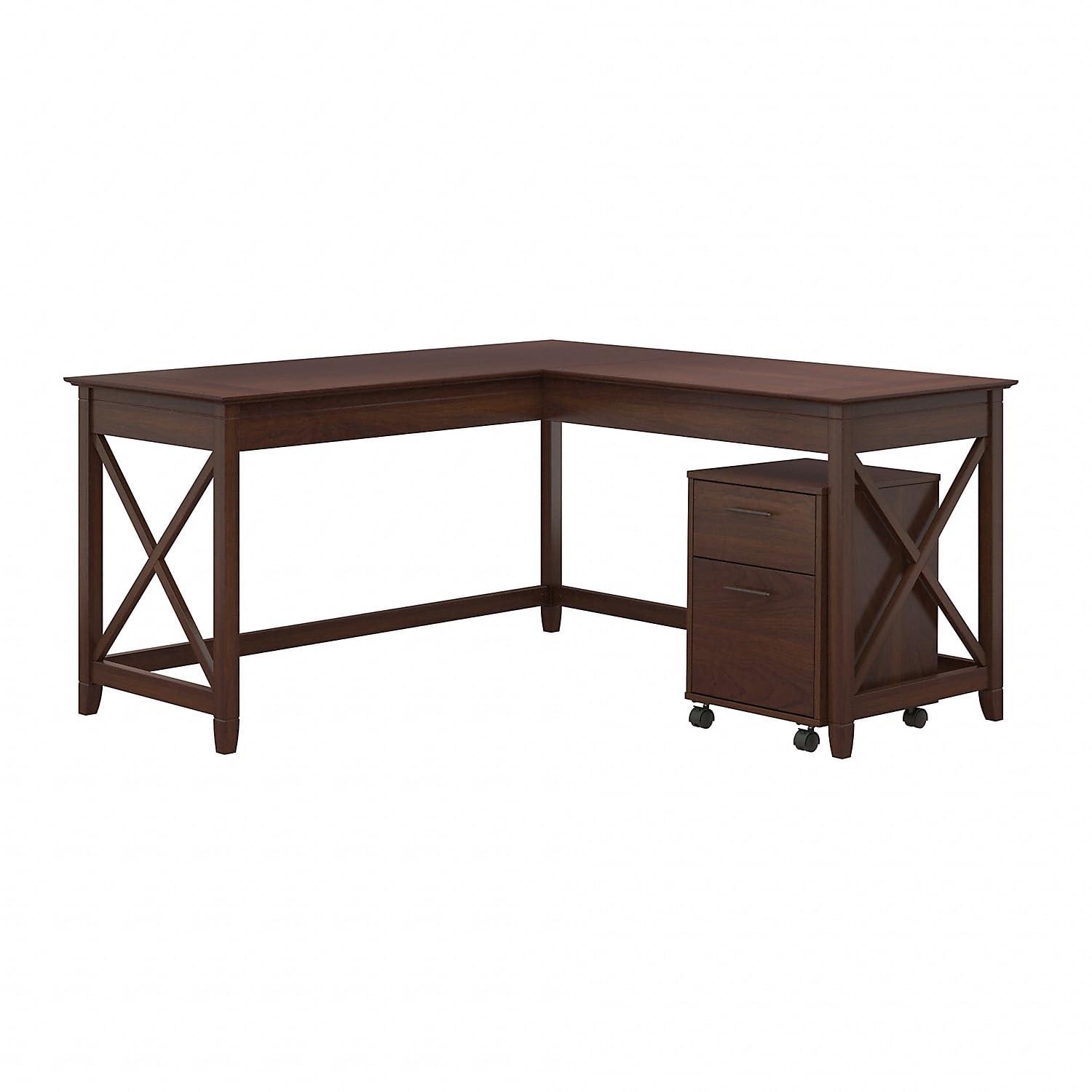 Key West L Desk with Mobile File Cabinet in Reclaimed Pine - Engineered Wood