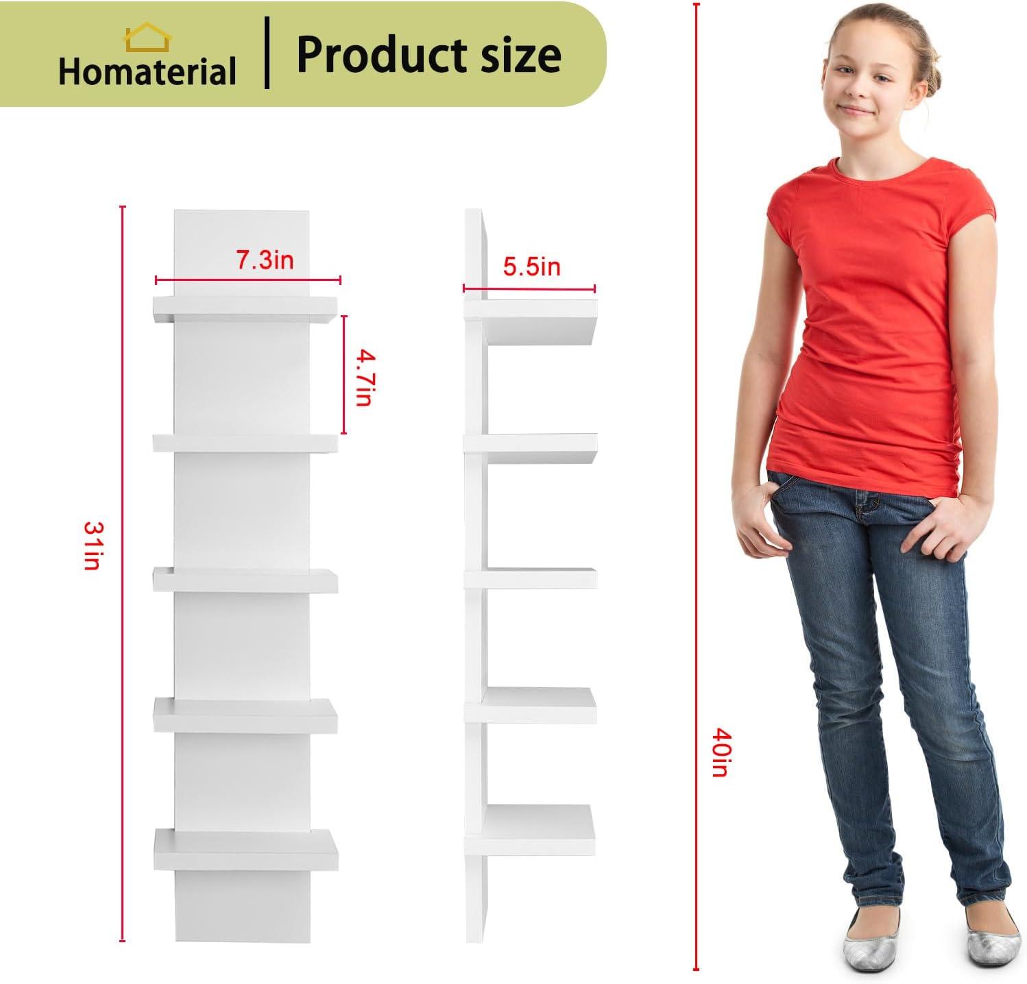 5 Tier Wall Shelf Unit, Brown Wall Shelf, Multifunctional Display Floating Shelf, Bedroom and Home Decor Organizer