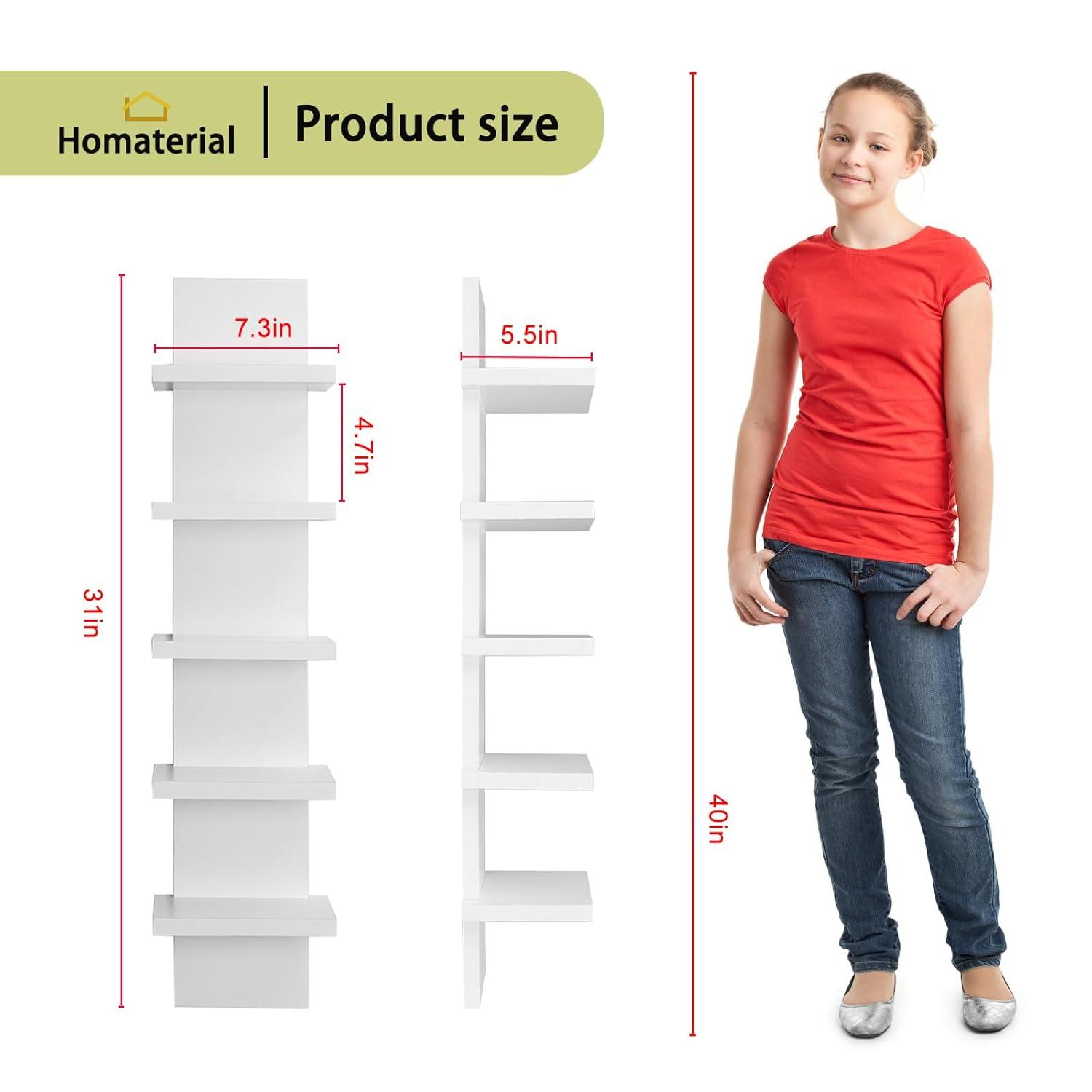 5 Tier Wall Shelf Unit, Brown Wall Shelf, Multifunctional Display Floating Shelf, Bedroom and Home Decor Organizer