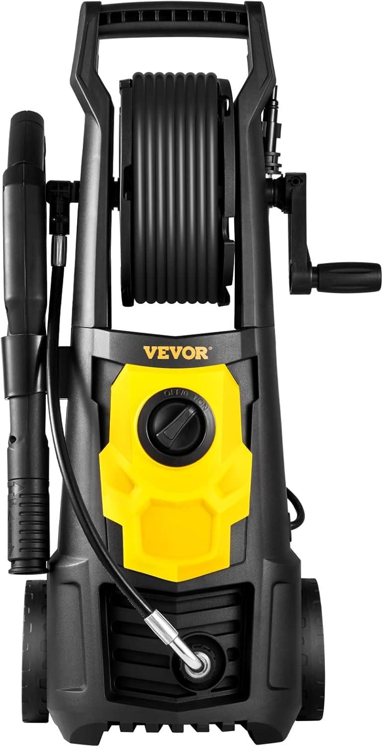 VEVOR Electric Pressure Washer, 2000 PSI 1.76 GPM 30 ft Hose & Reel, 5 Quick Connect Nozzles, Foam Cannon, Portable to Clean Patios, Cars, Fences, Driveways, ETL Listed