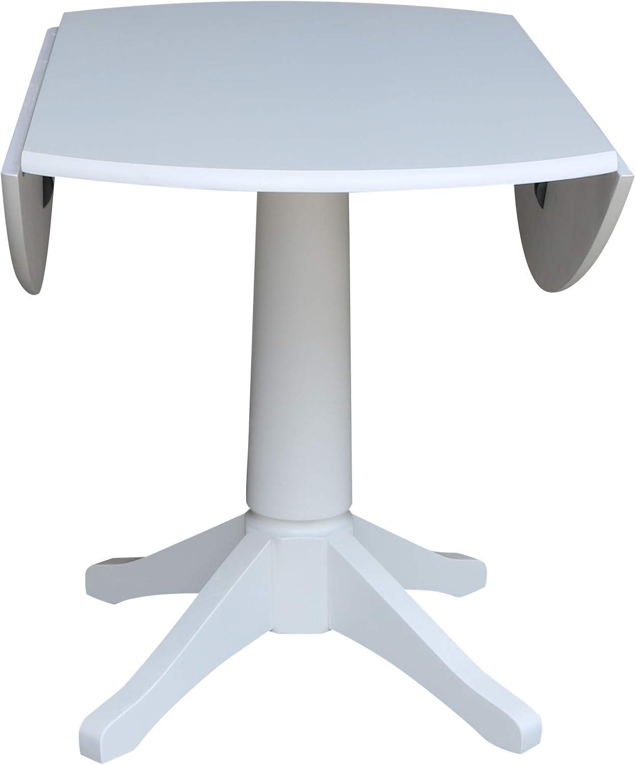 42" Nina Round Top Dual Drop Leaf Pedestal Table White - International Concepts