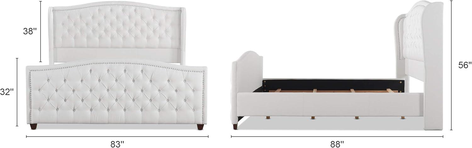 Marcella Tufted Wingback King Bed Bright White