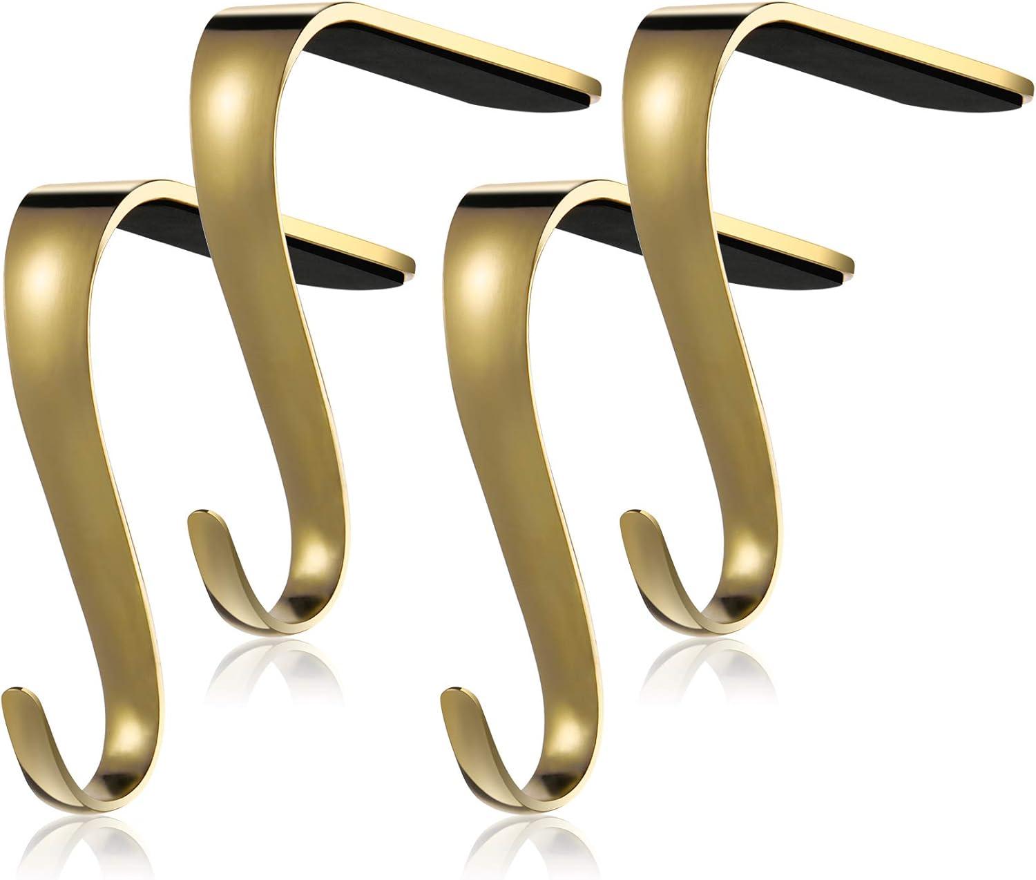 Gold Metal Christmas Stocking Holders Set of 4