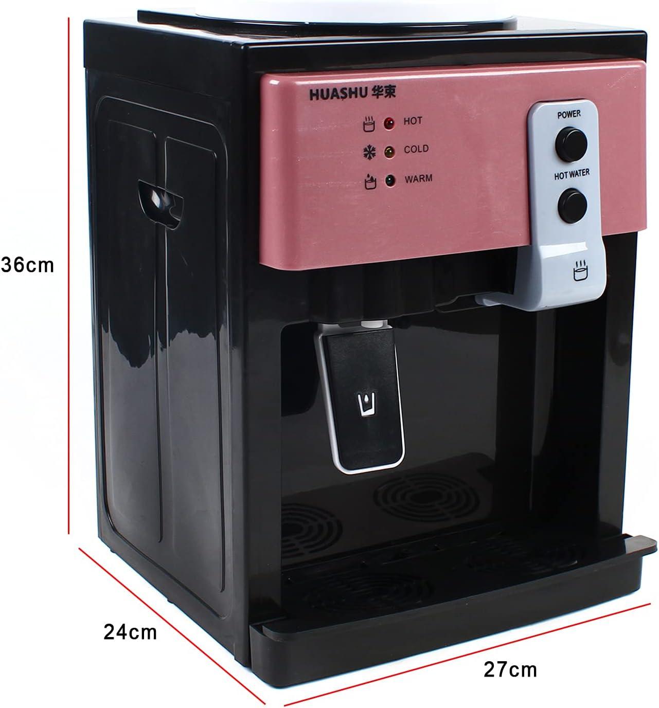 Water Dispenser Top Loading , Countertop Hot and Cold Temperature Water Cooler for Home Office Use 110V Pink and Black 46.4-203℉