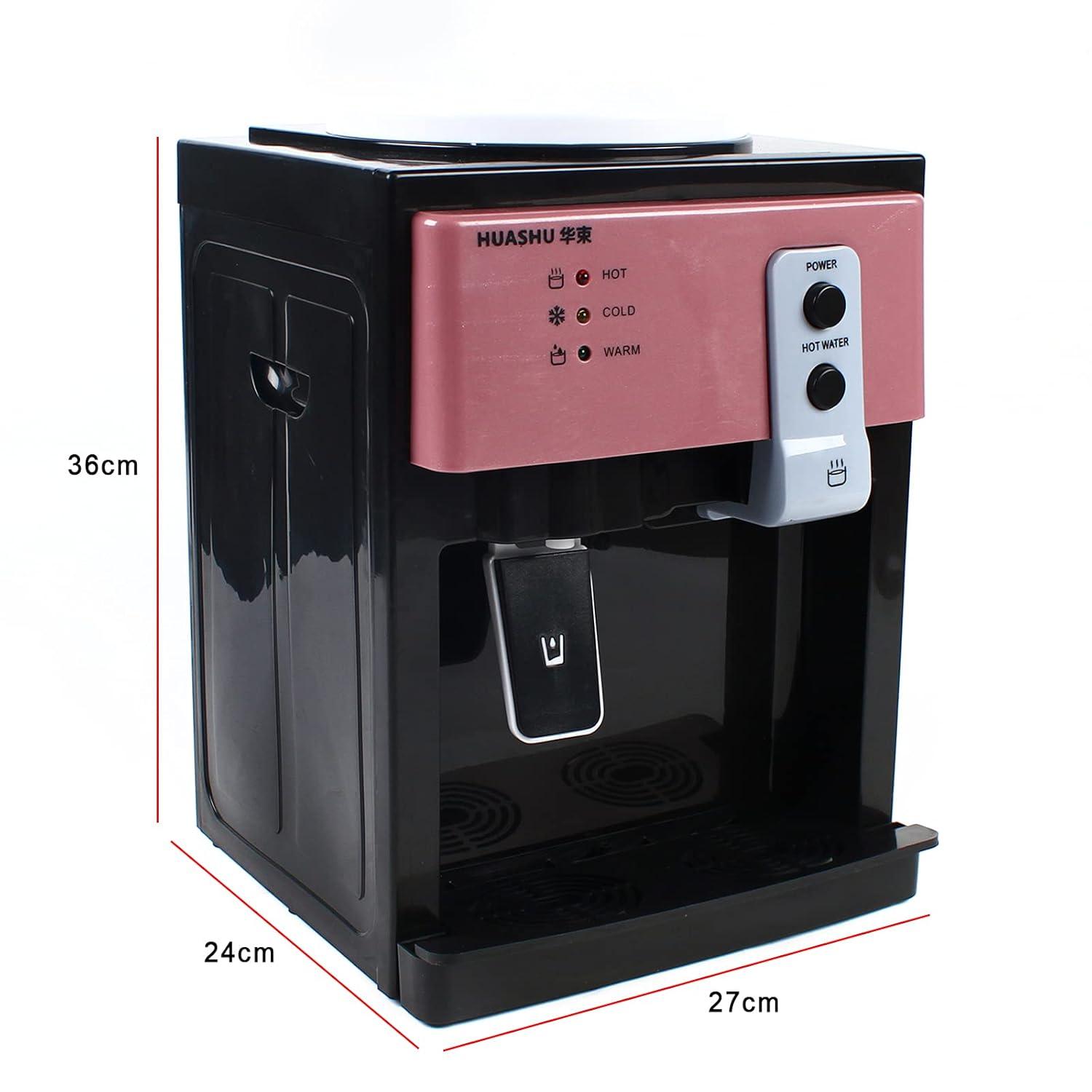 Water Dispenser Top Loading , Countertop Hot and Cold Temperature Water Cooler for Home Office Use 110V Pink and Black 46.4-203℉