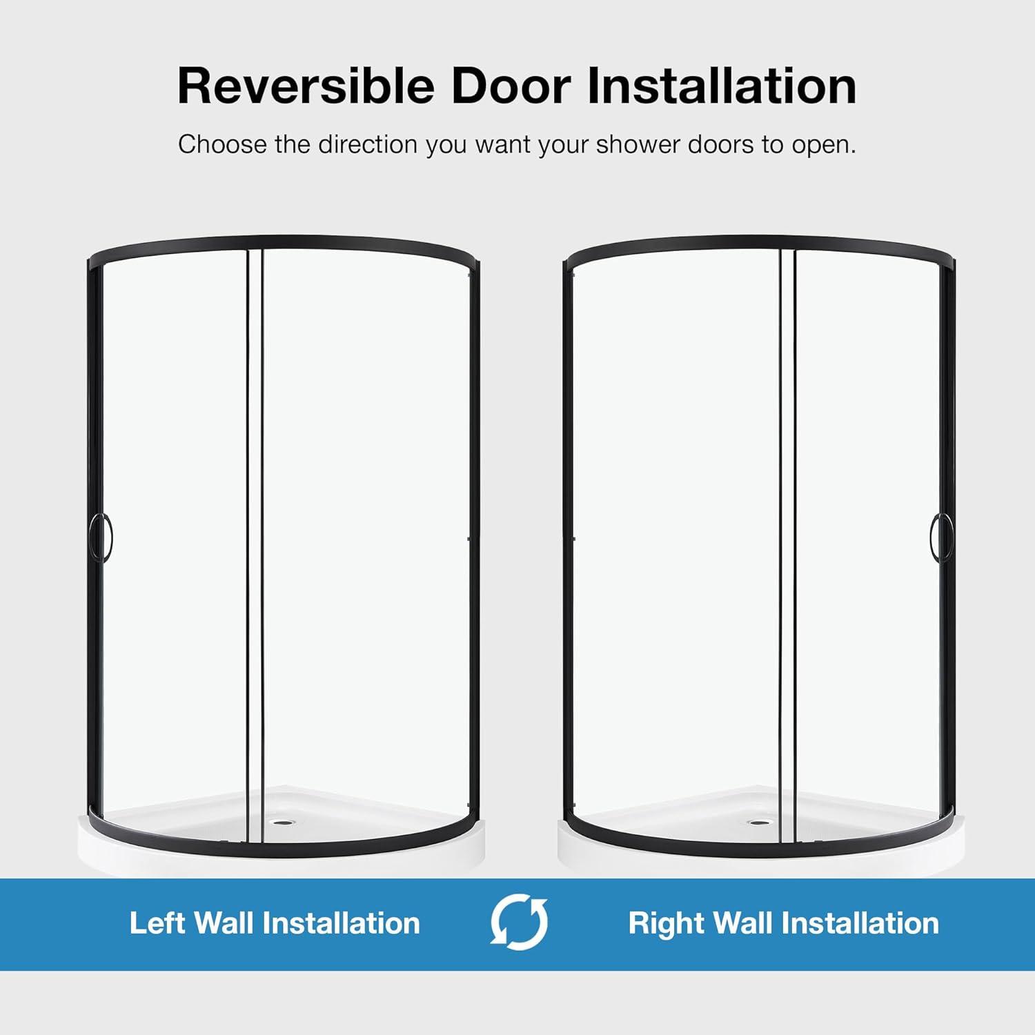 OVE Decors Breeze Premium 33 in. Framed Round Shower Kit w/ Clear Glass, Base