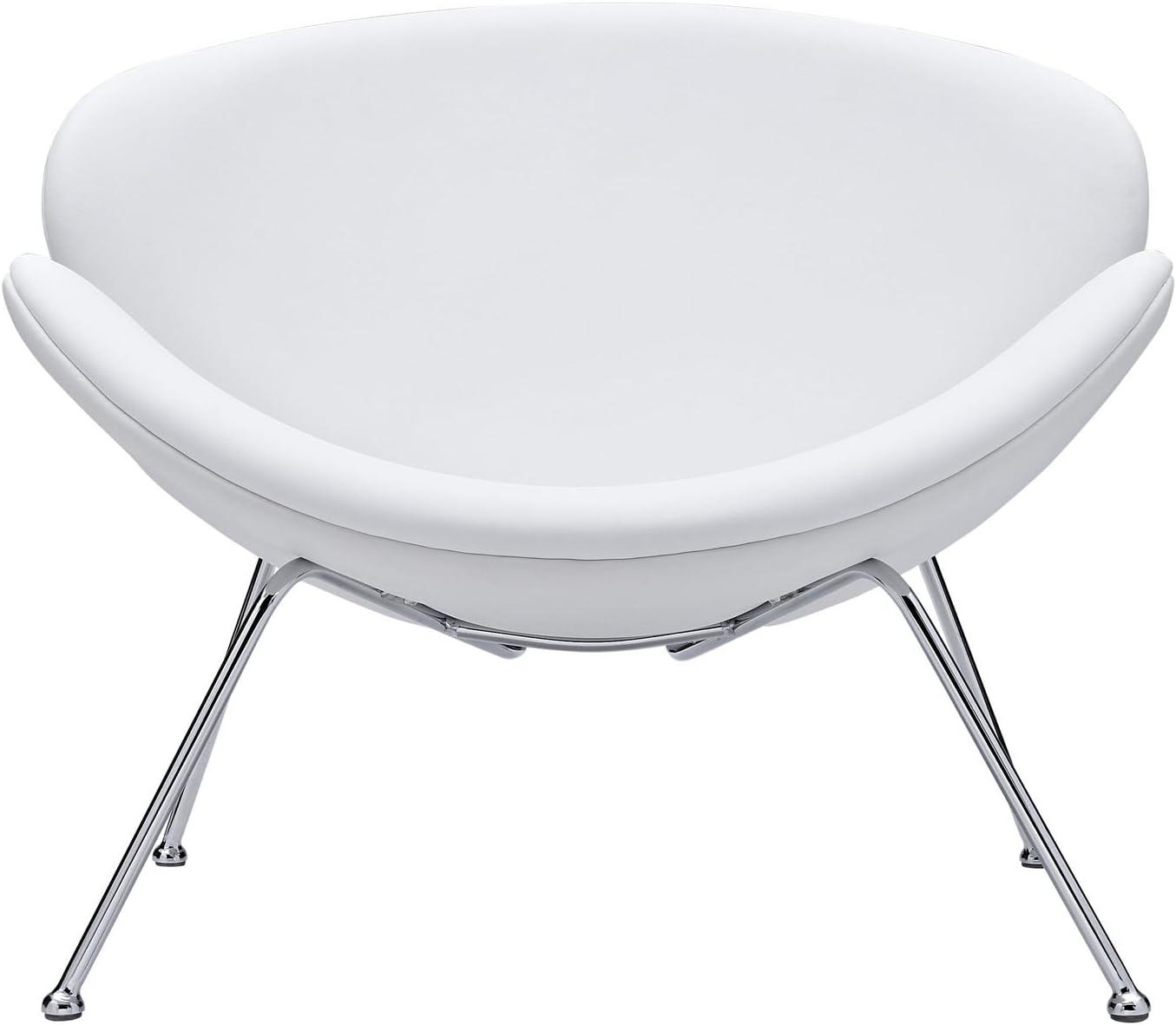 Modway Nutshell Upholstered Vinyl Lounge Chair in White