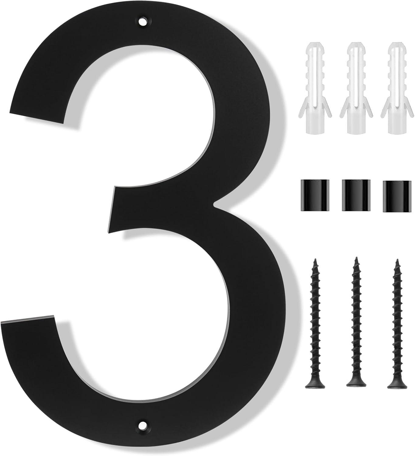 8inch Modern Floating House Numbers Large Black Shadow Home Address Garage Gate