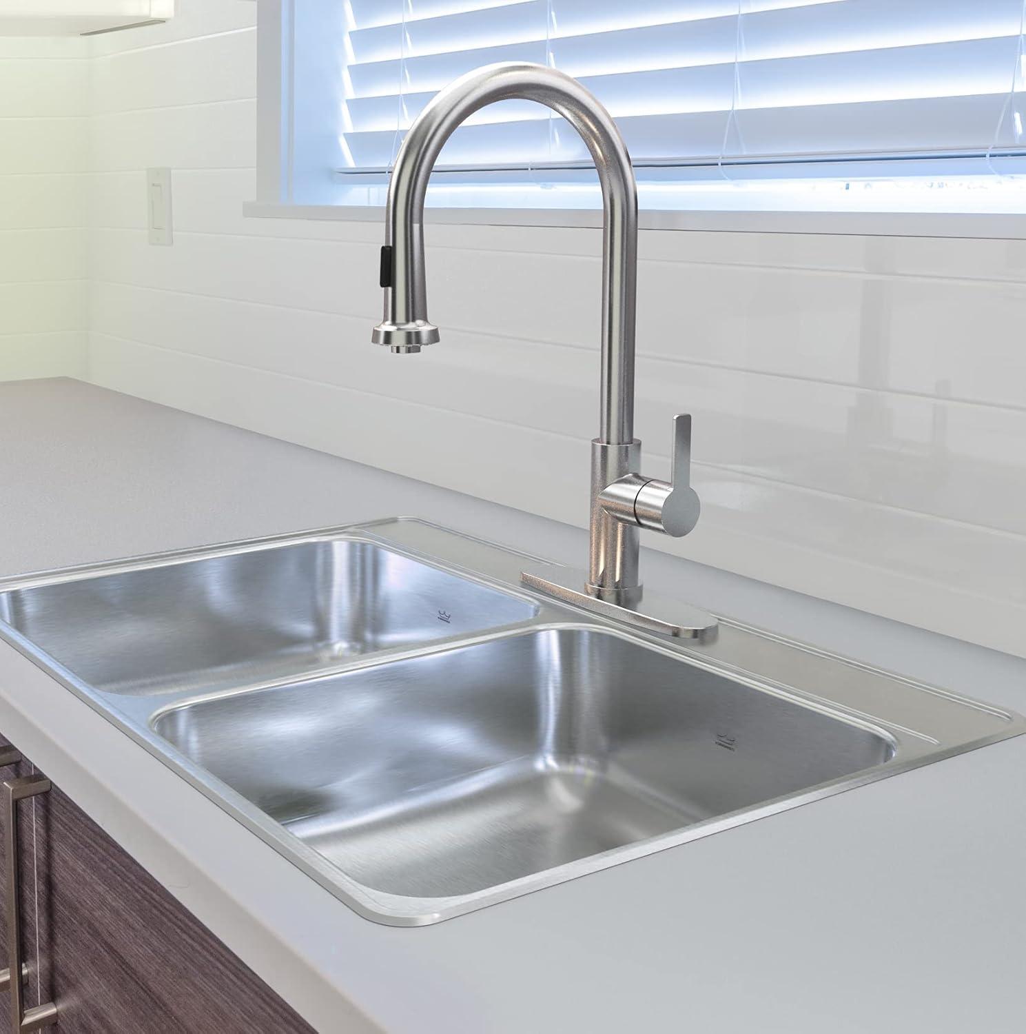 Creemore 33'' L Drop-In Double Bowl Stainless Steel Kitchen Sink