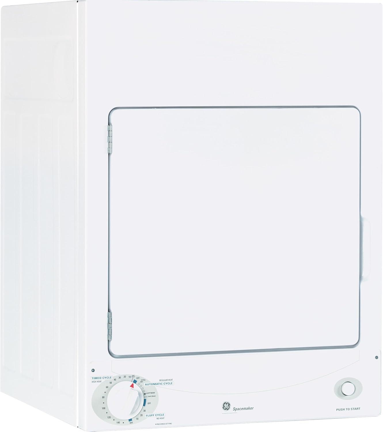 Compact White Stackable Electric Dryer with DuraDrum Interior