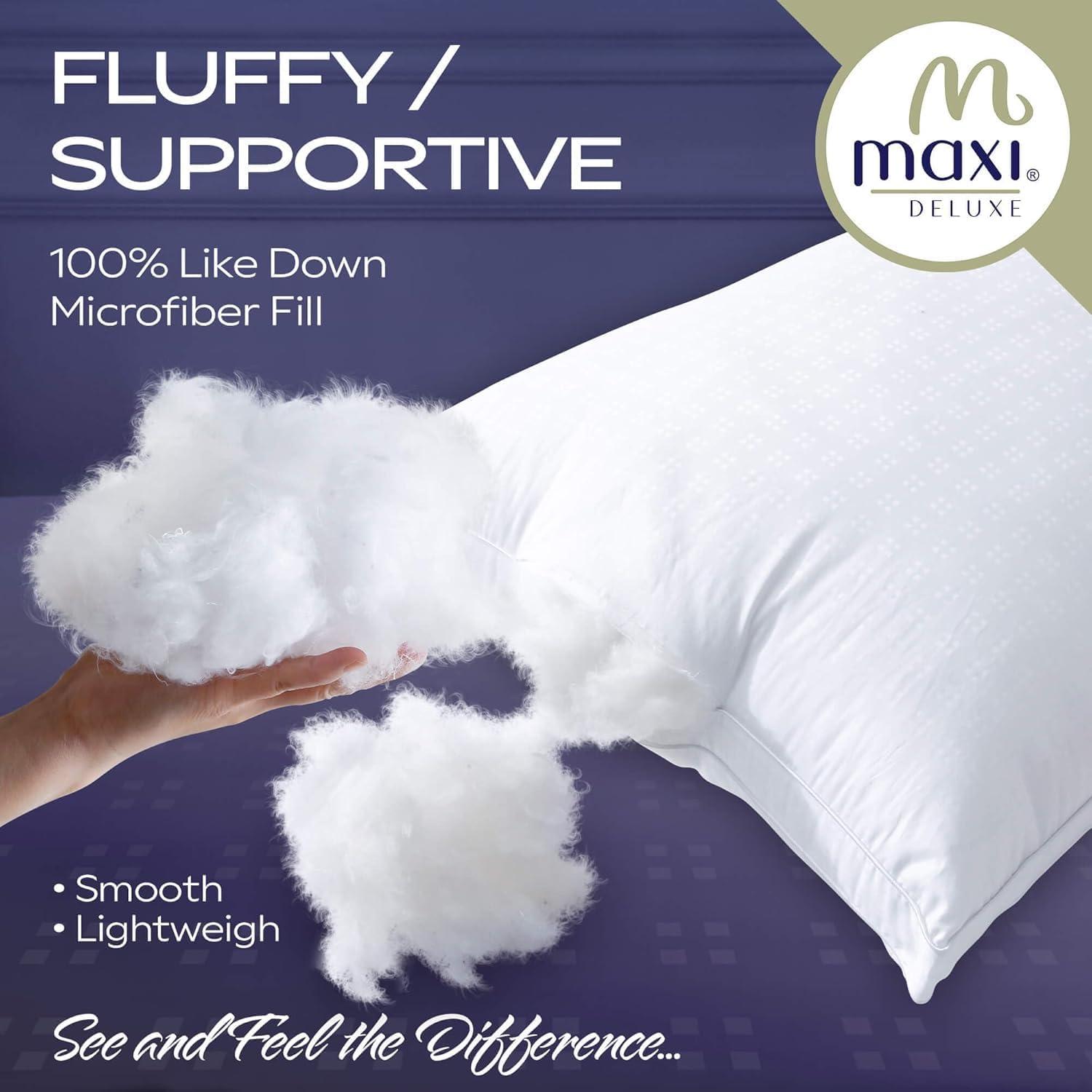 Maxi Breathable Down Alternative Queen Bed Pillow – (2 Pack)