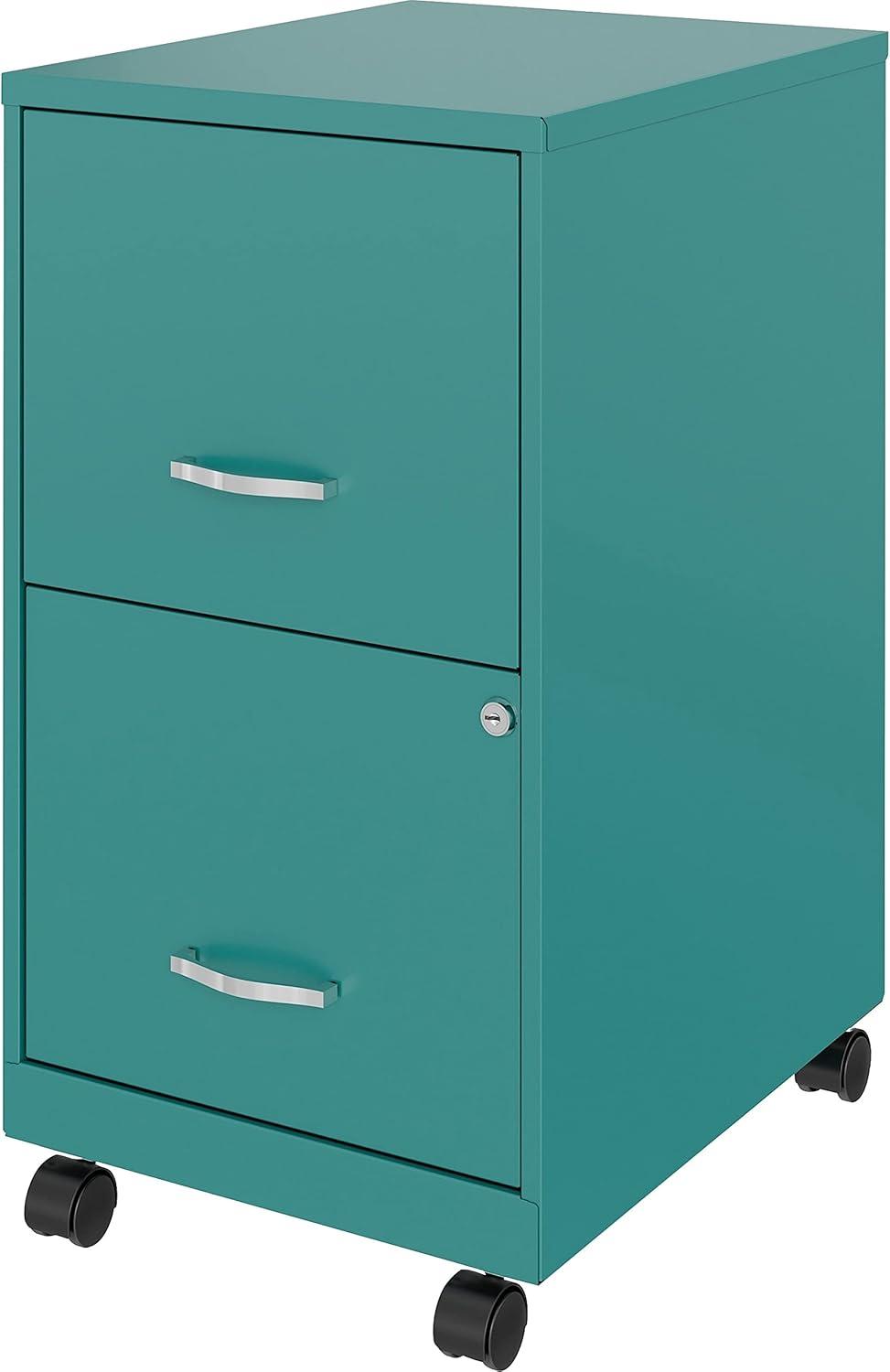 Lorell LLR00061TL Soho 2 Draw Mobile File Cabinet, Teal