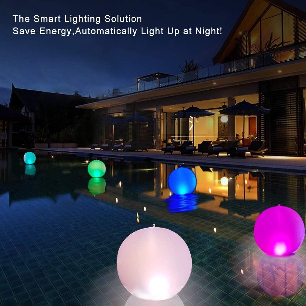 Floating Ball Pool Light Solar Powered 4 PCS, 14 Inch Inflatable Hangable IP68 Waterproof Rechargeable Color Changing Led Glow Globe Pool