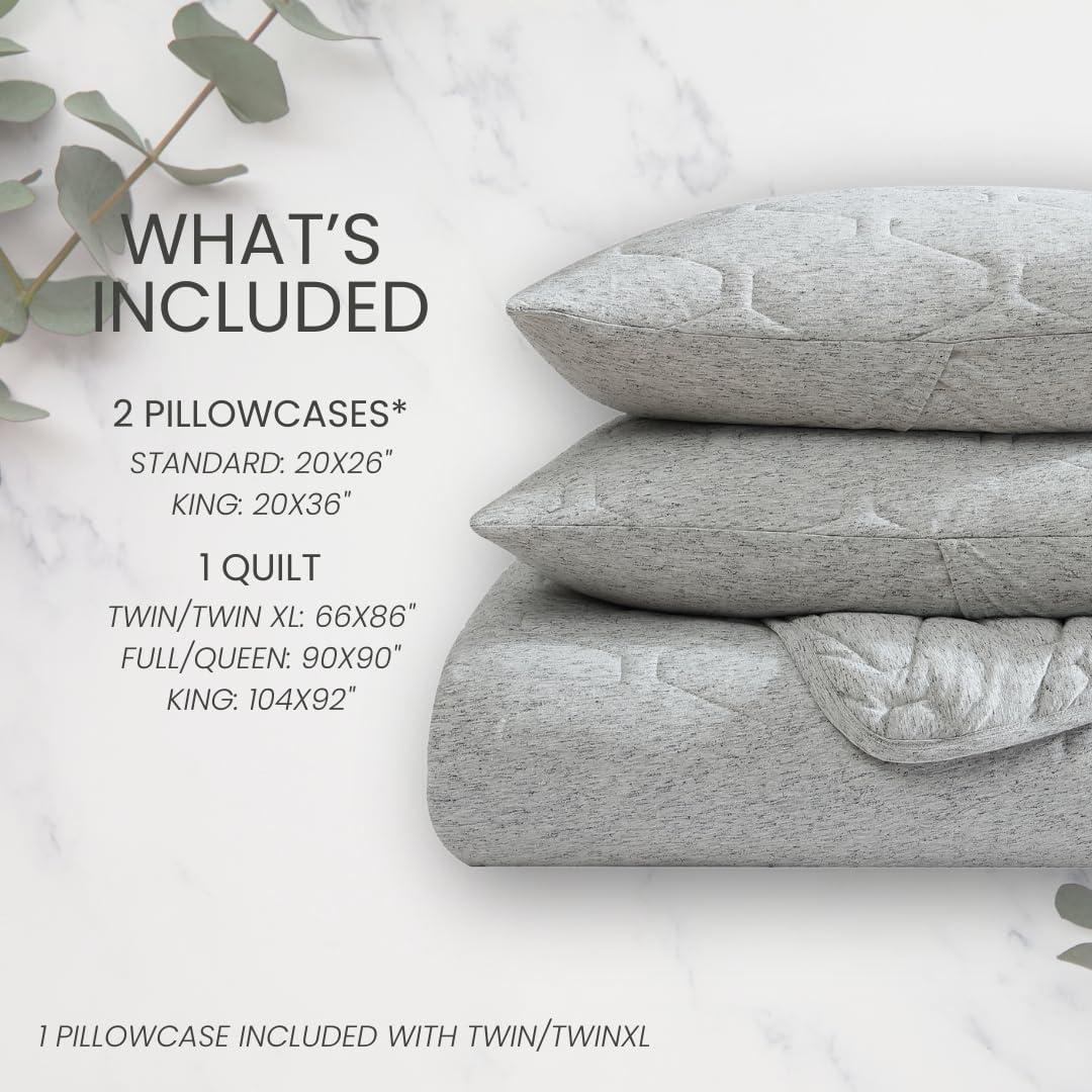 Jersey Gray Cotton Blend 3 Piece Quilt Set