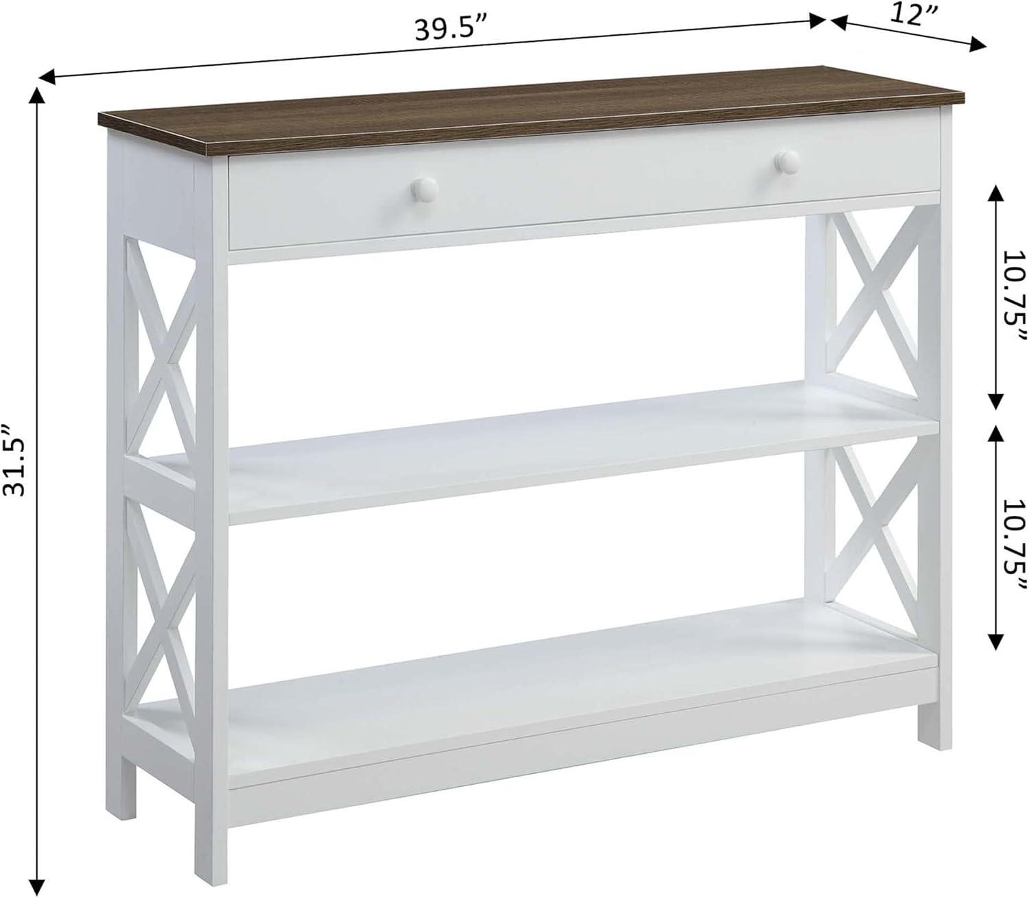 Convenience Concepts Driftwood Oxford One-Drawer Console Table in White Wood