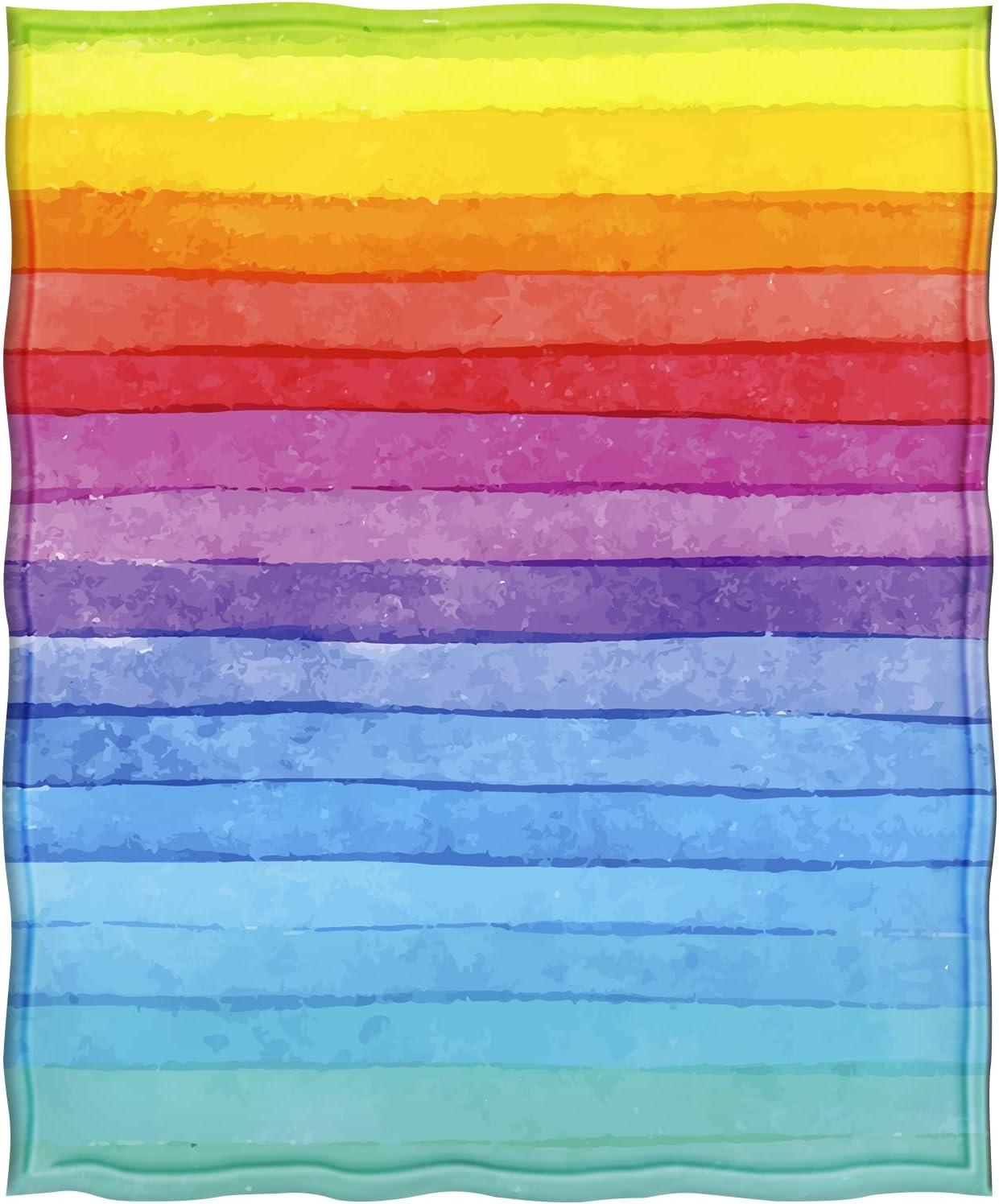 Colorful Rainbow Fleece Throw Blanket for Girls 50" x 60"