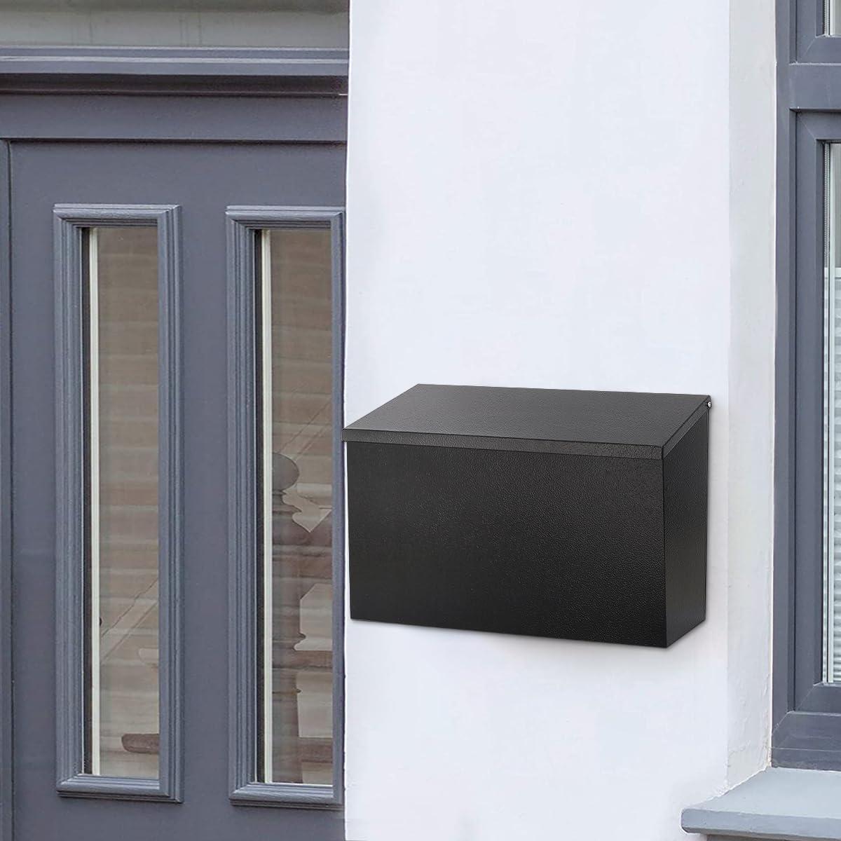 Black Steel Modern Wall-Mount Mailbox