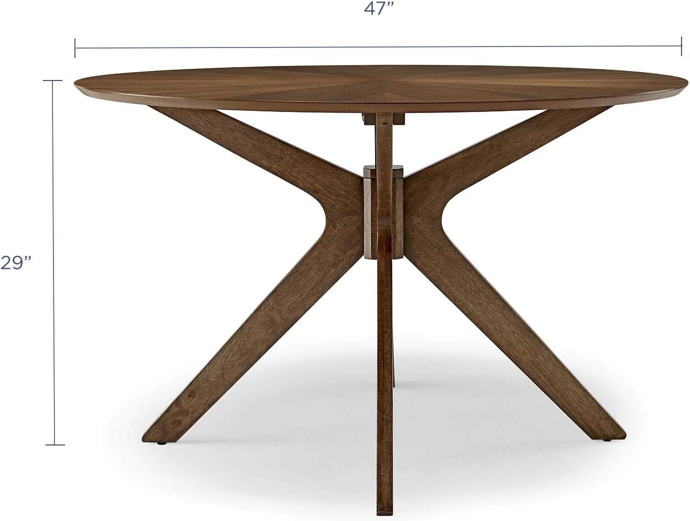 Modway 47" Crossroads Round Wood Dining Table Walnut: Mid-Century Modern, Seats 6, MDF Build