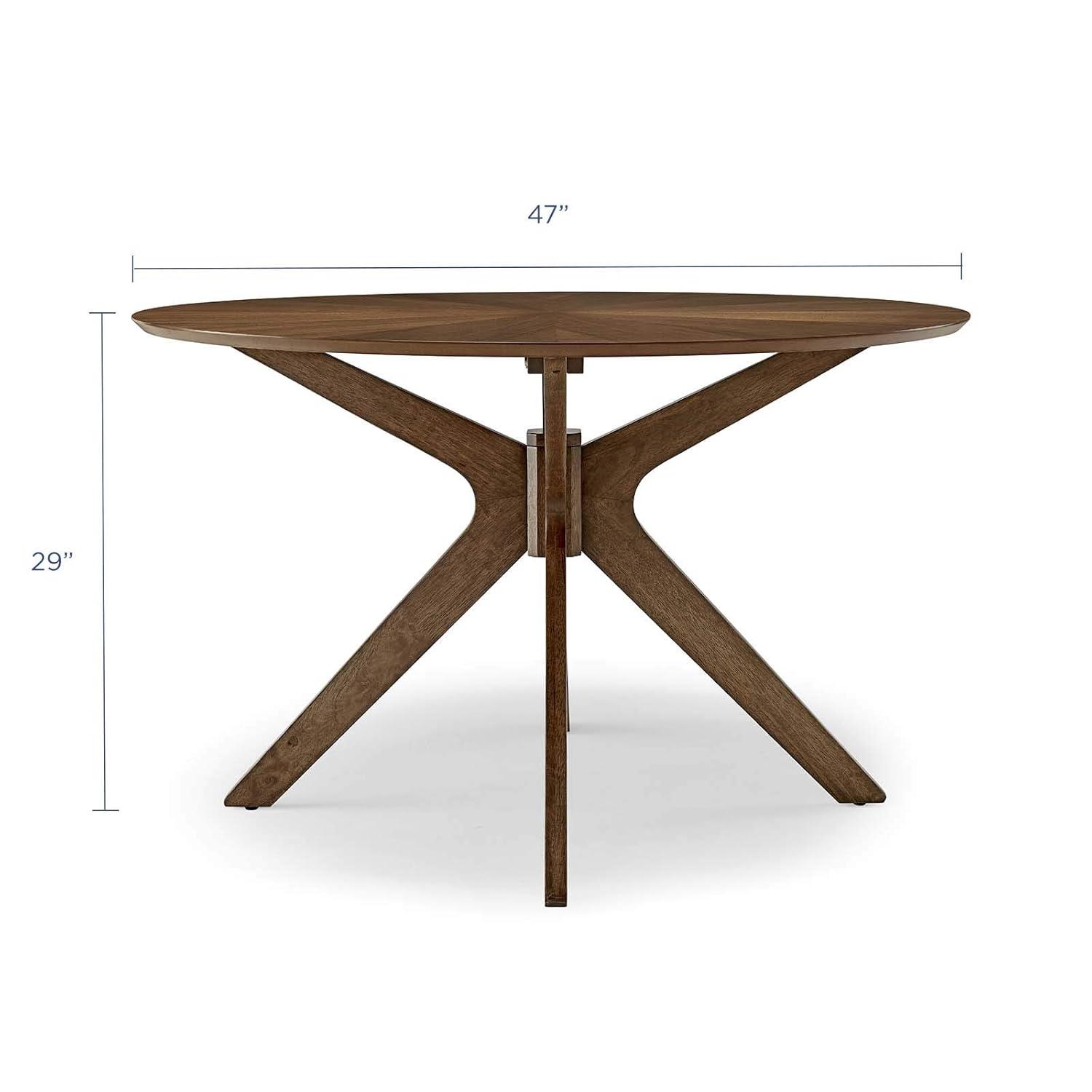 Modway 47" Crossroads Round Wood Dining Table Walnut: Mid-Century Modern, Seats 6, MDF Build