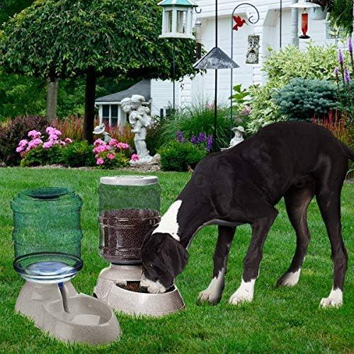 Zone Tech Automatic Pet Feeder and Waterer Dispenser - Durable Self-Dispensing Gravity Pet Food Bowl- 1 Gallon Feeder and 3.7 Liters Pet Waterer