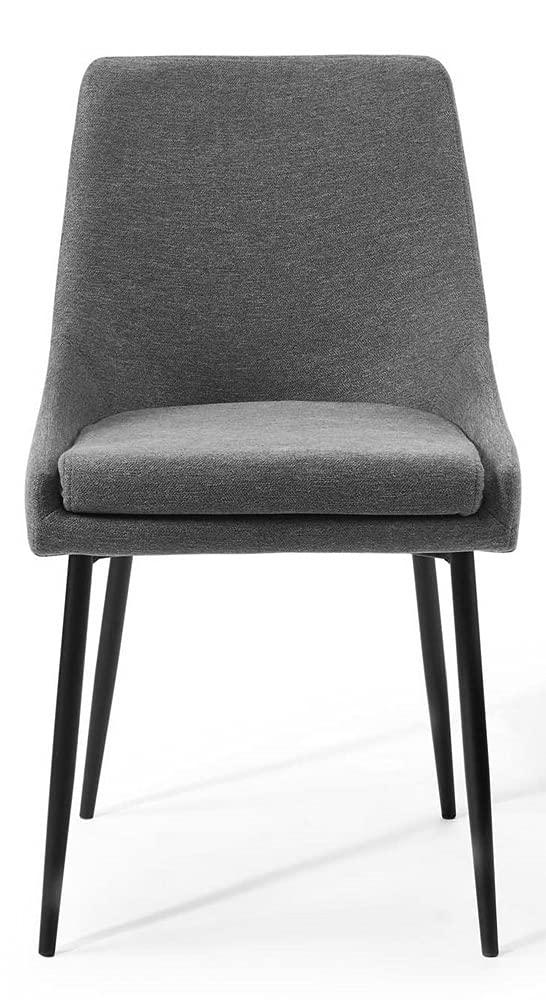 Modway Viscount Upholstered Fabric Dining Chairs - Set of 2, Black Charcoal