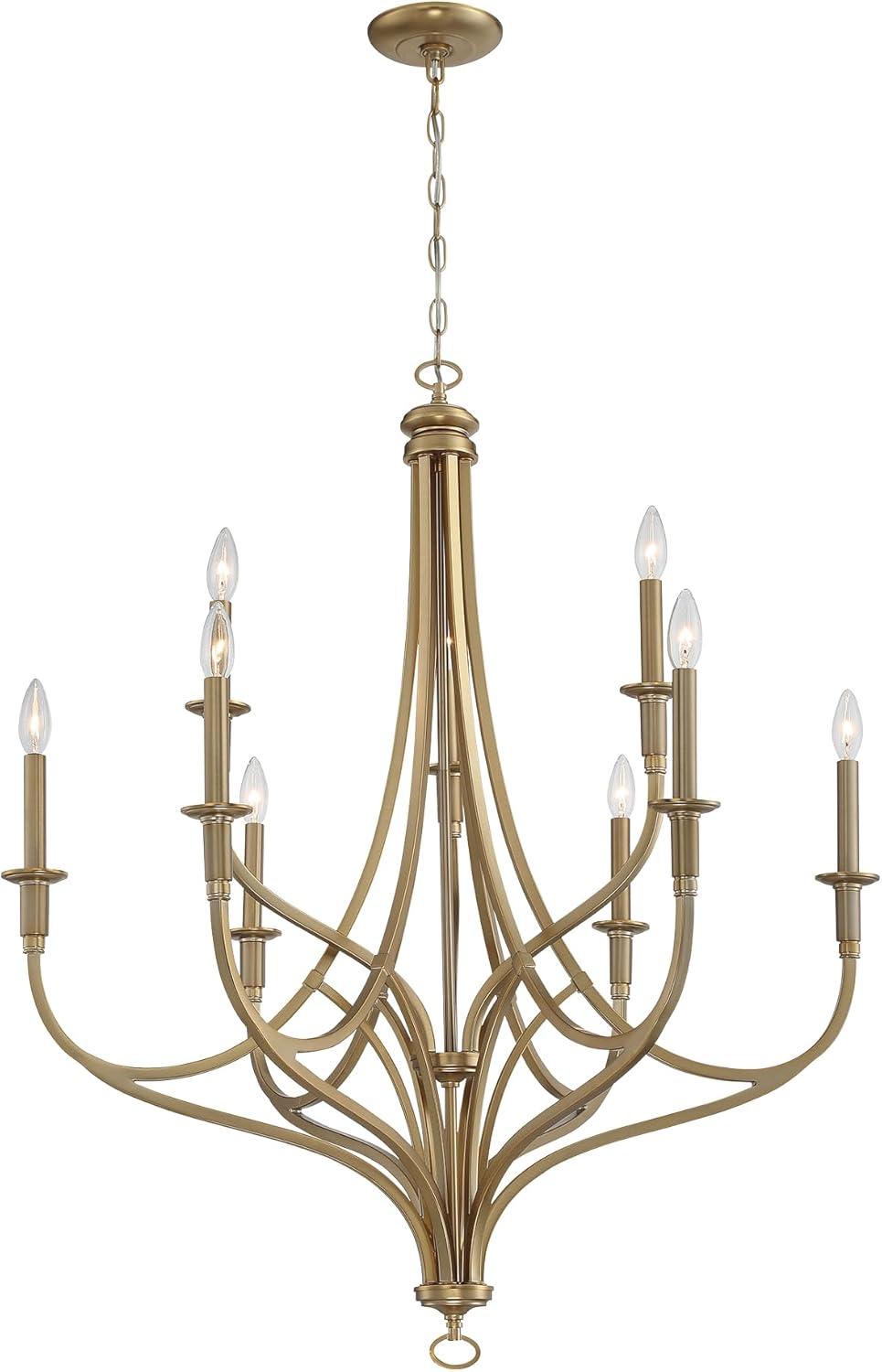 Minka Lavery Brushed Honey Gold Chandelier 34" Wide Modern 9-Light Fixture for Dining Room House Foyer Kitchen Entryway Bedroom