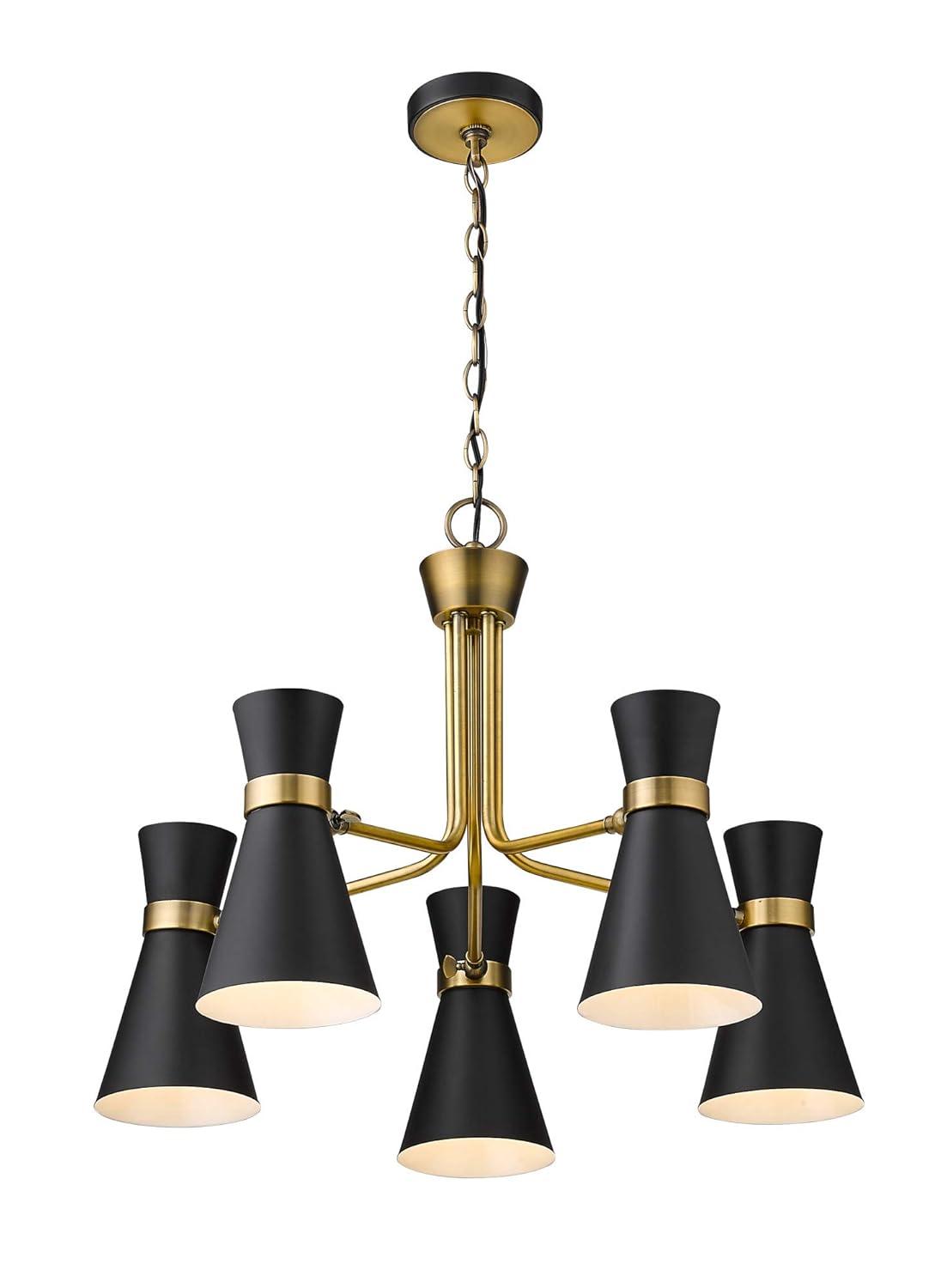 Z-Lite Soriano 5 - Light Chandelier in  Matte Black/Heritage Brass
