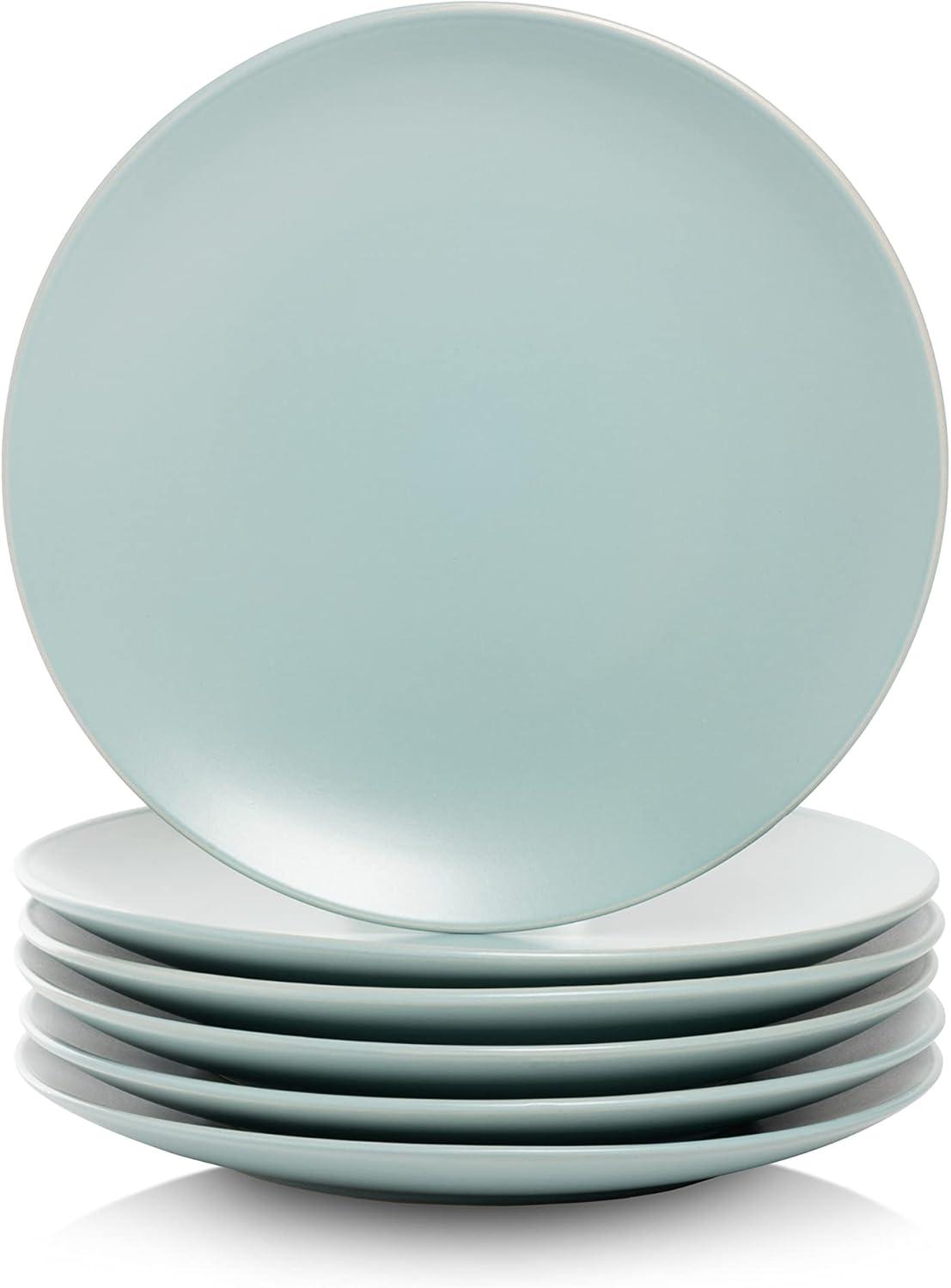 10 Strawberry Street Wazee Matte 8.25" Coupe Salad Plate, Set of 6, Mineral Blue