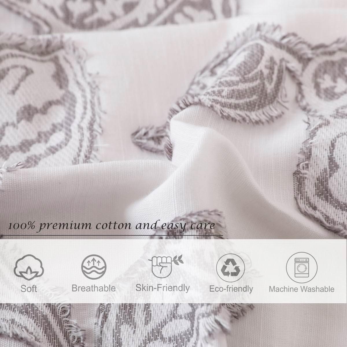 MeadowPark Cotton Clipped Jacquard Jacobean Floral Duvet Cover Set