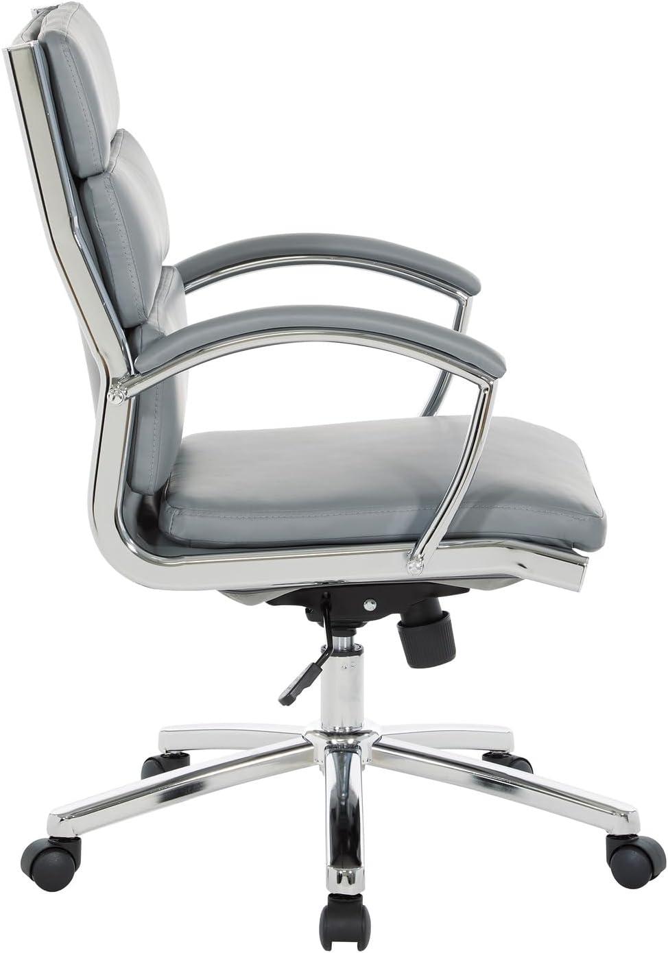 Mid Back Executive Charcoal Gray Faux Leather Chair