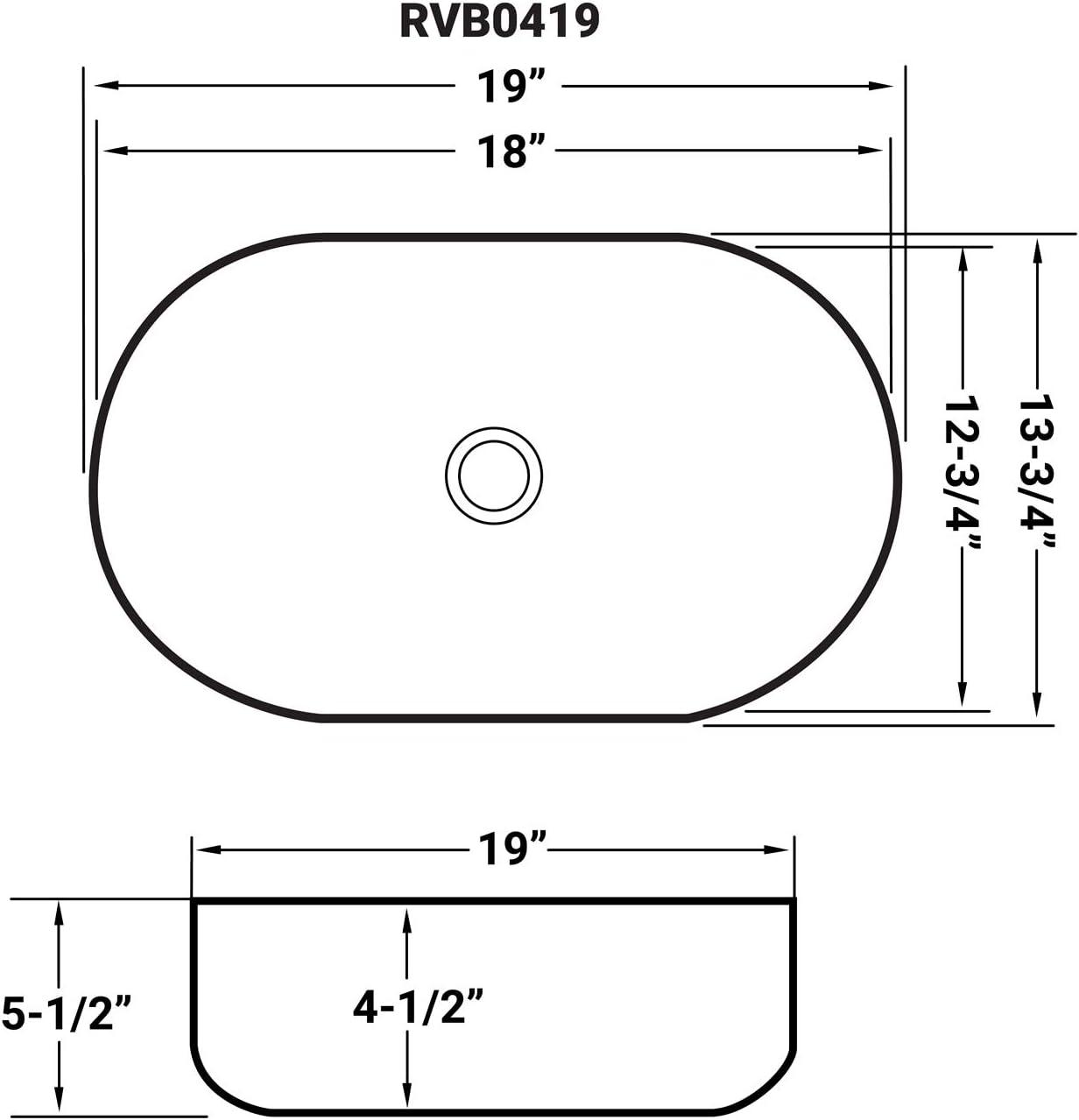 Ruvati RVB0419 Ruvati inch Bathroom Vessel Sink White Oval Above Counter Vanity Porcelain Ceramic