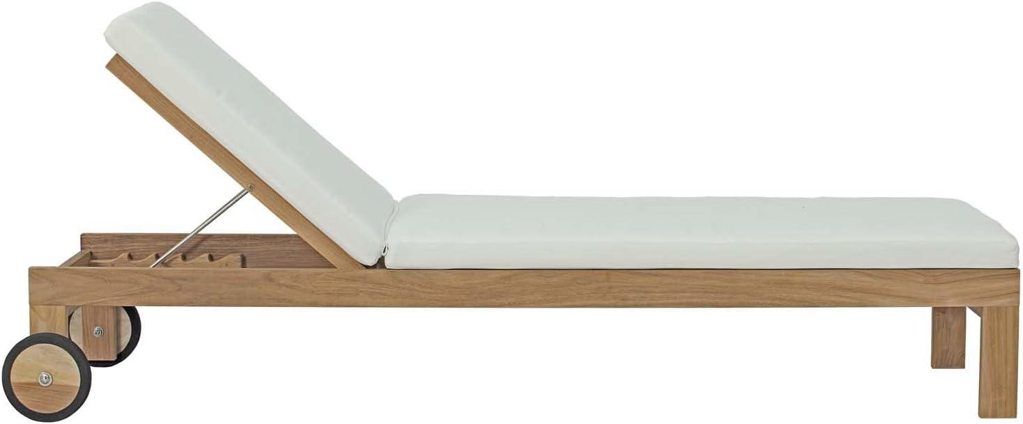 Modway Upland Outdoor Patio Teak Chaise in Natural White