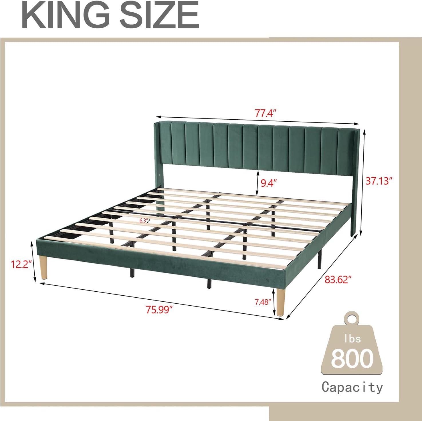 Wade Logan® Eriksay Low Profile Upholstered Platform Bed with Wingback Headboard