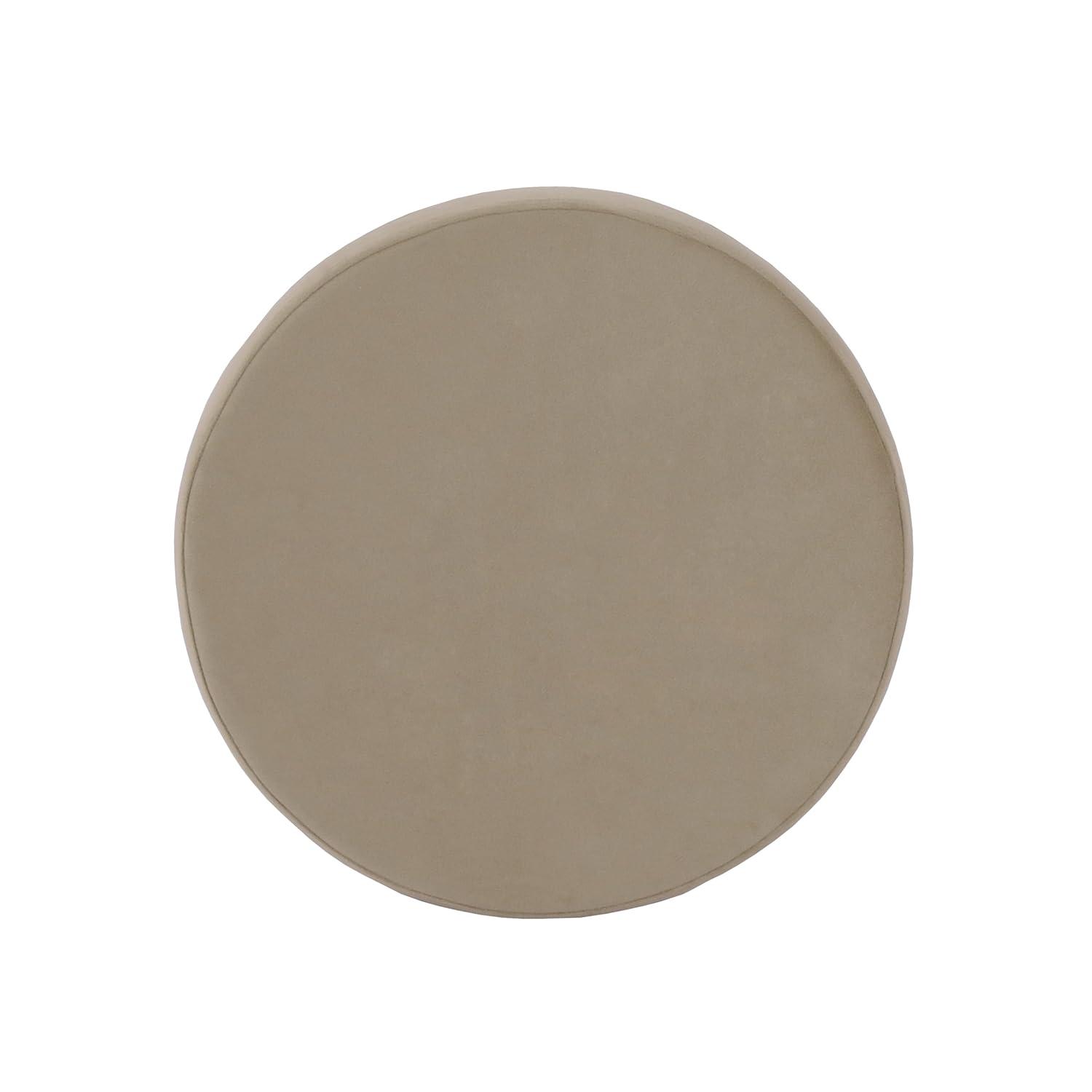 HomePop Round Storage Ottoman, Fawn Velvet
